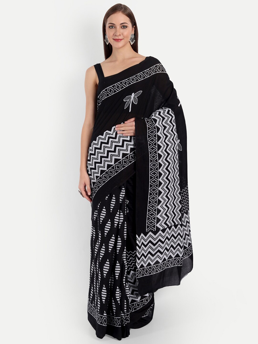 

BUTA BUTI Black & White Pure Cotton Saree