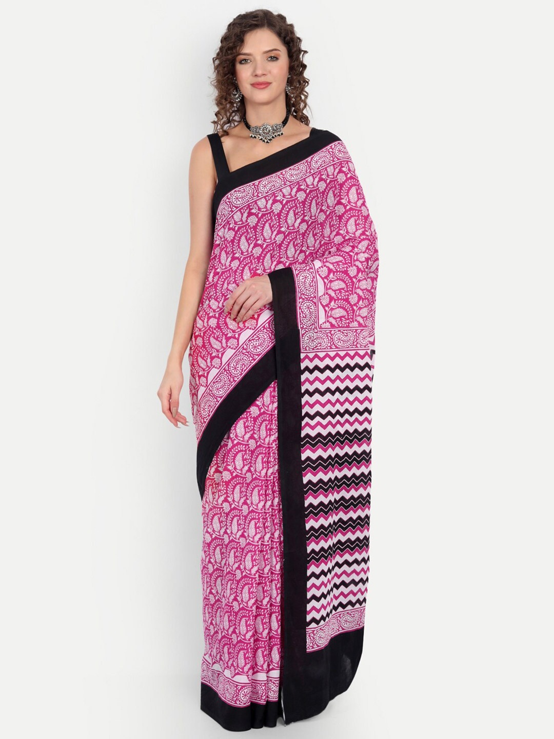 

BUTA BUTI Pink & White Paisley Pure Cotton Saree