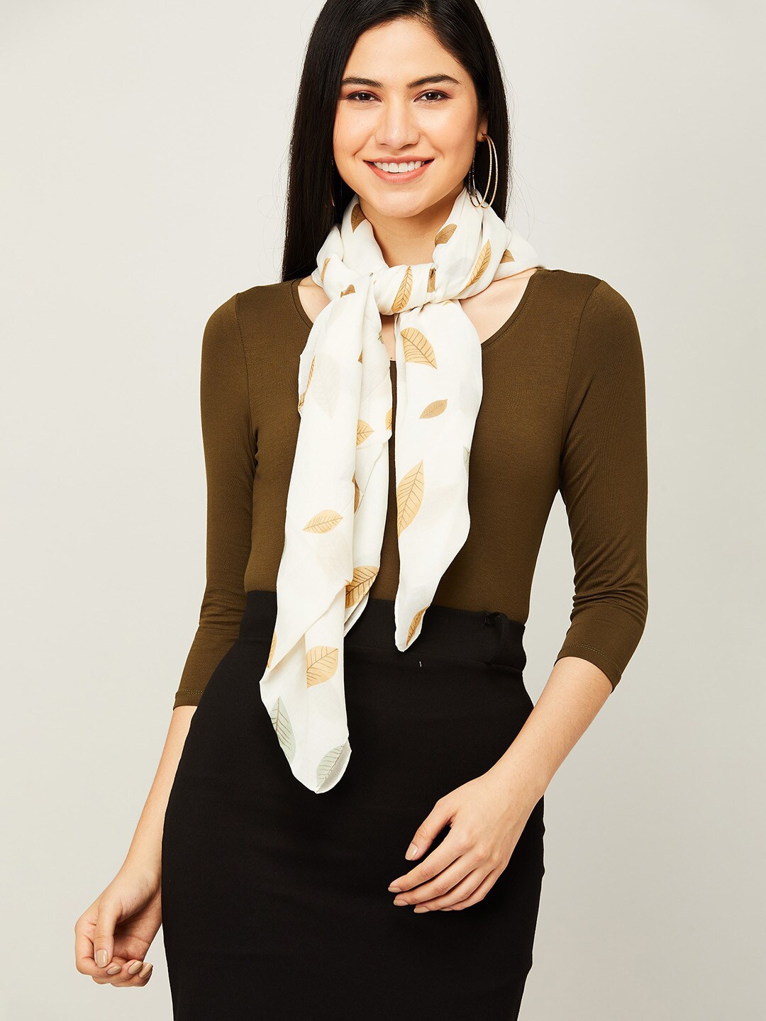 

Ginger by Lifestyle Women White & Yellow Printed Stole