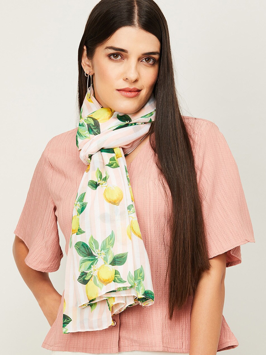 

Ginger by Lifestyle Women White & Green Printed Stole