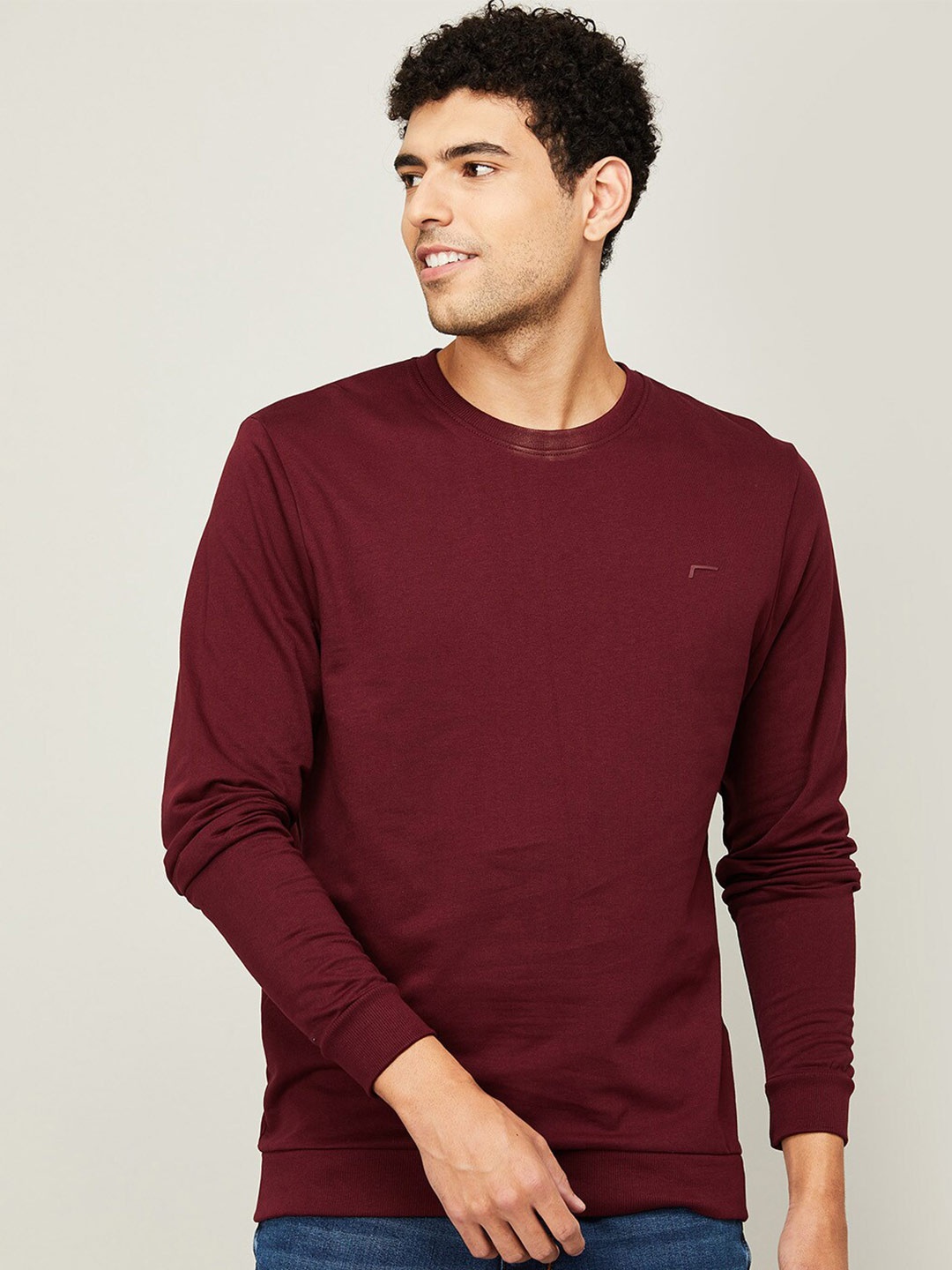 

Fame Forever by Lifestyle Men Maroon Solid Cotton Sweatshirt