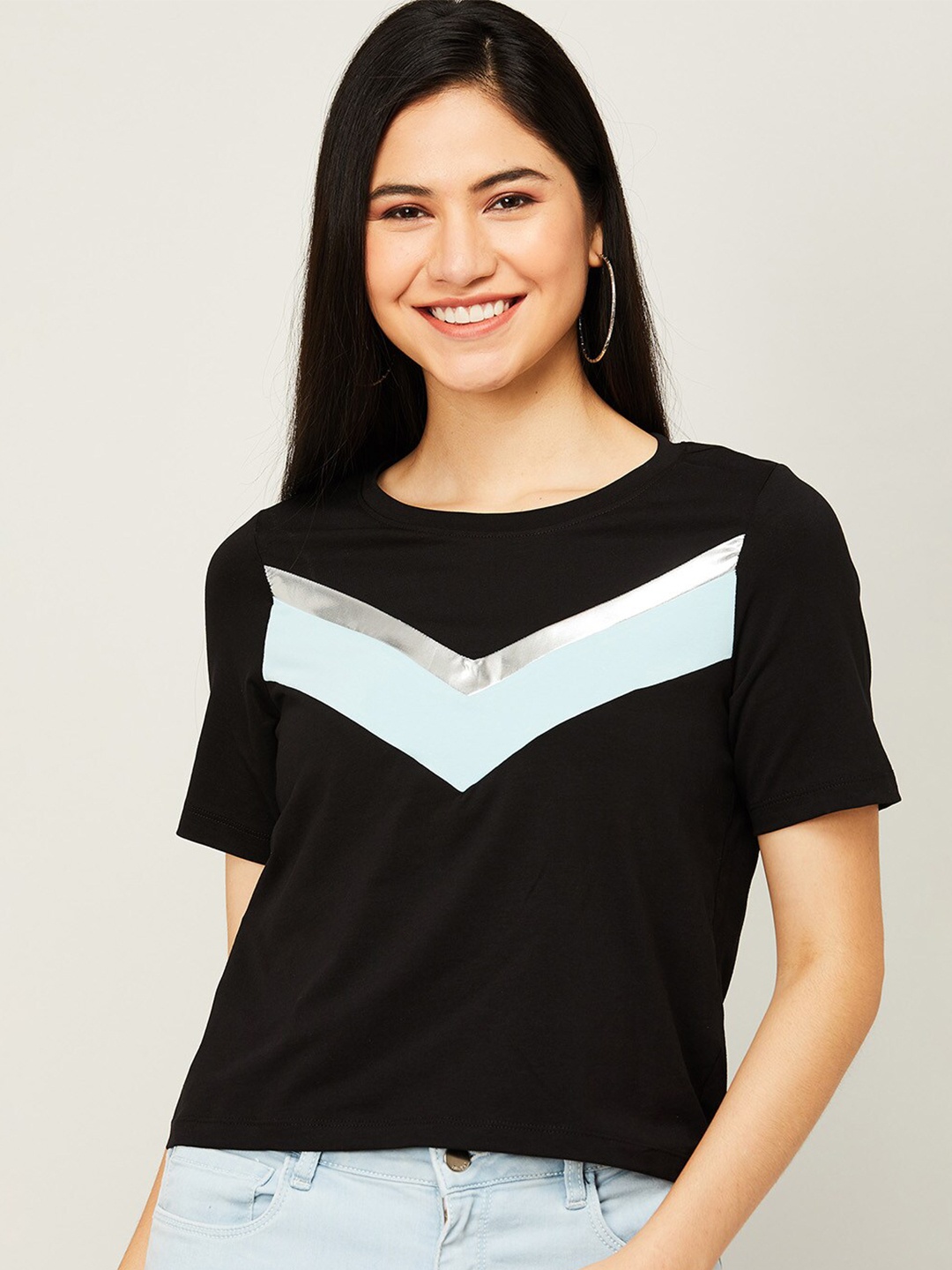 

Fame Forever by Lifestyle Women Blue Solid Pure Cotton Top