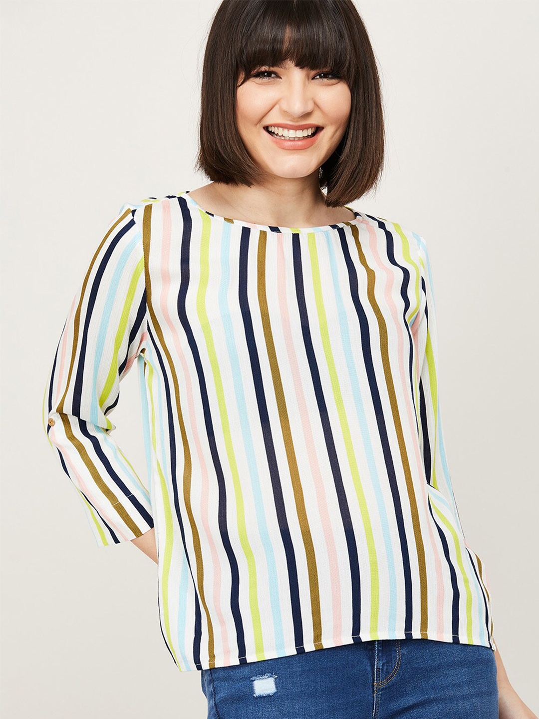 

Fame Forever by Lifestyle Women Multicoloured Striped Long Sleeves Top, Multi