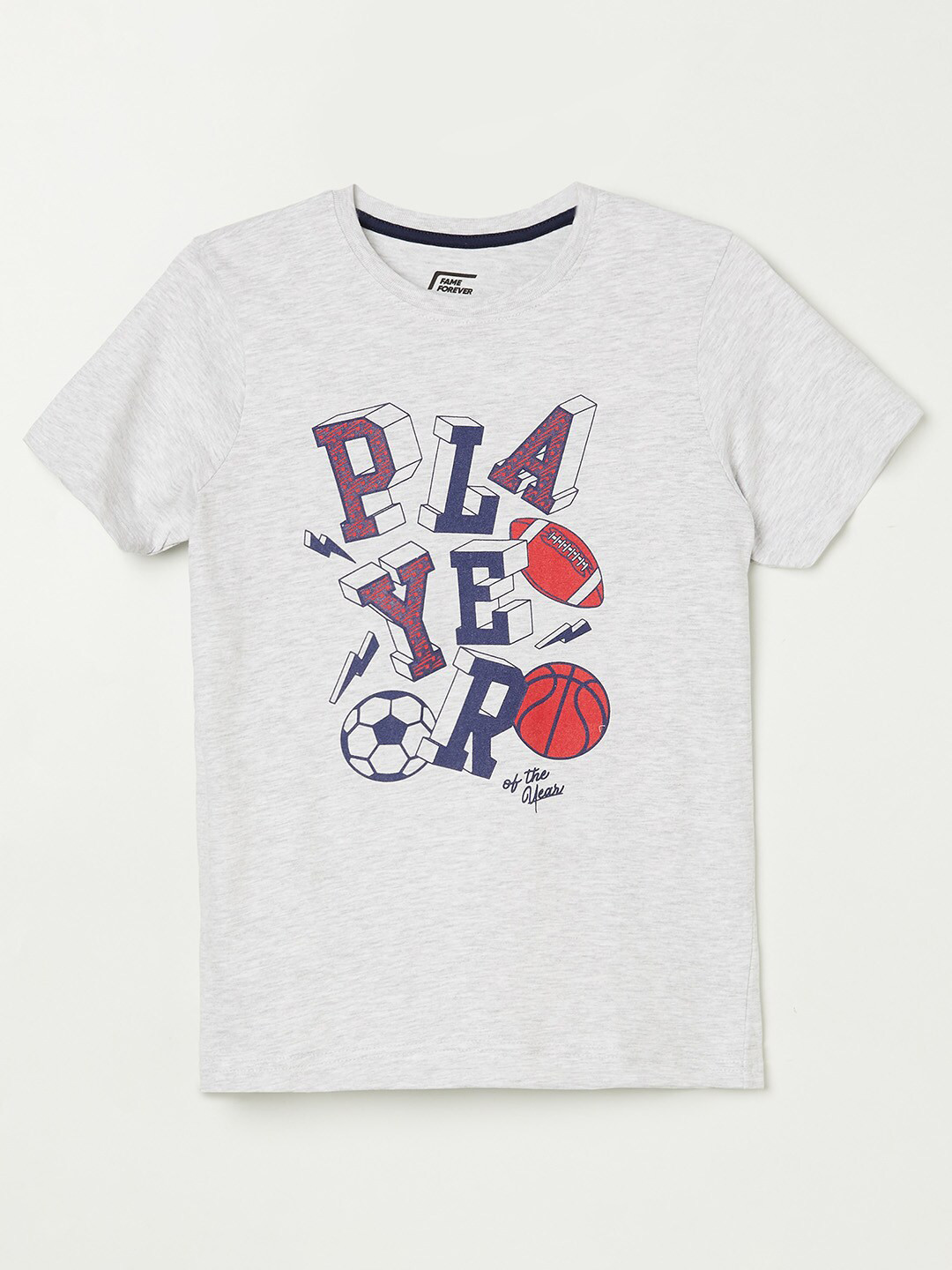 

Fame Forever by Lifestyle Boys Grey Typography Printed T-shirt