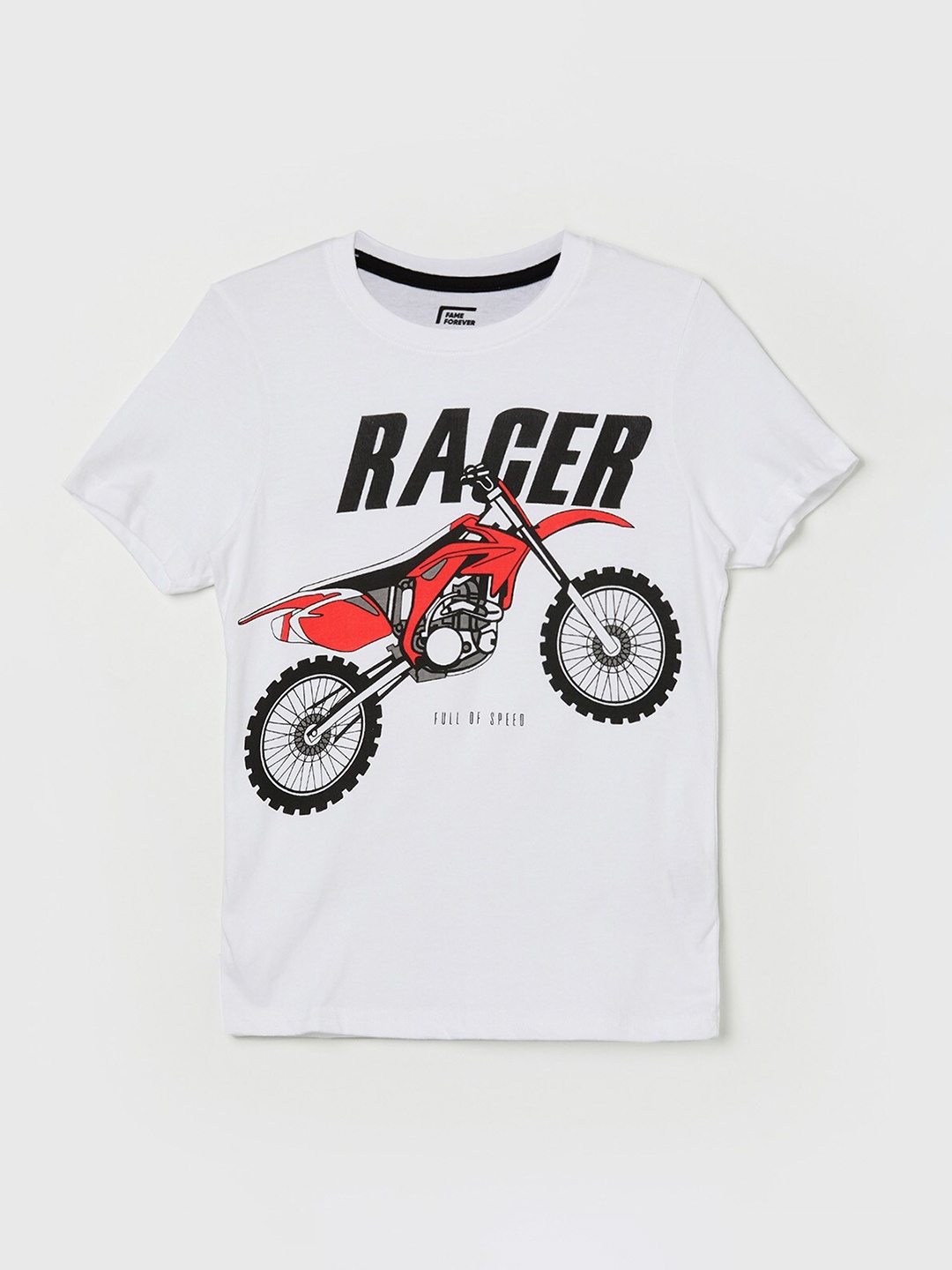 

Fame Forever by Lifestyle Boys White Typography Printed T-shirt