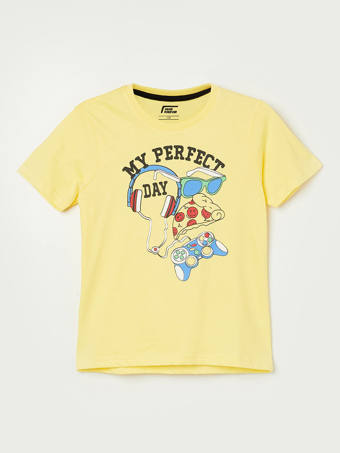 

Fame Forever by Lifestyle Boys Yellow Printed Applique T-shirt
