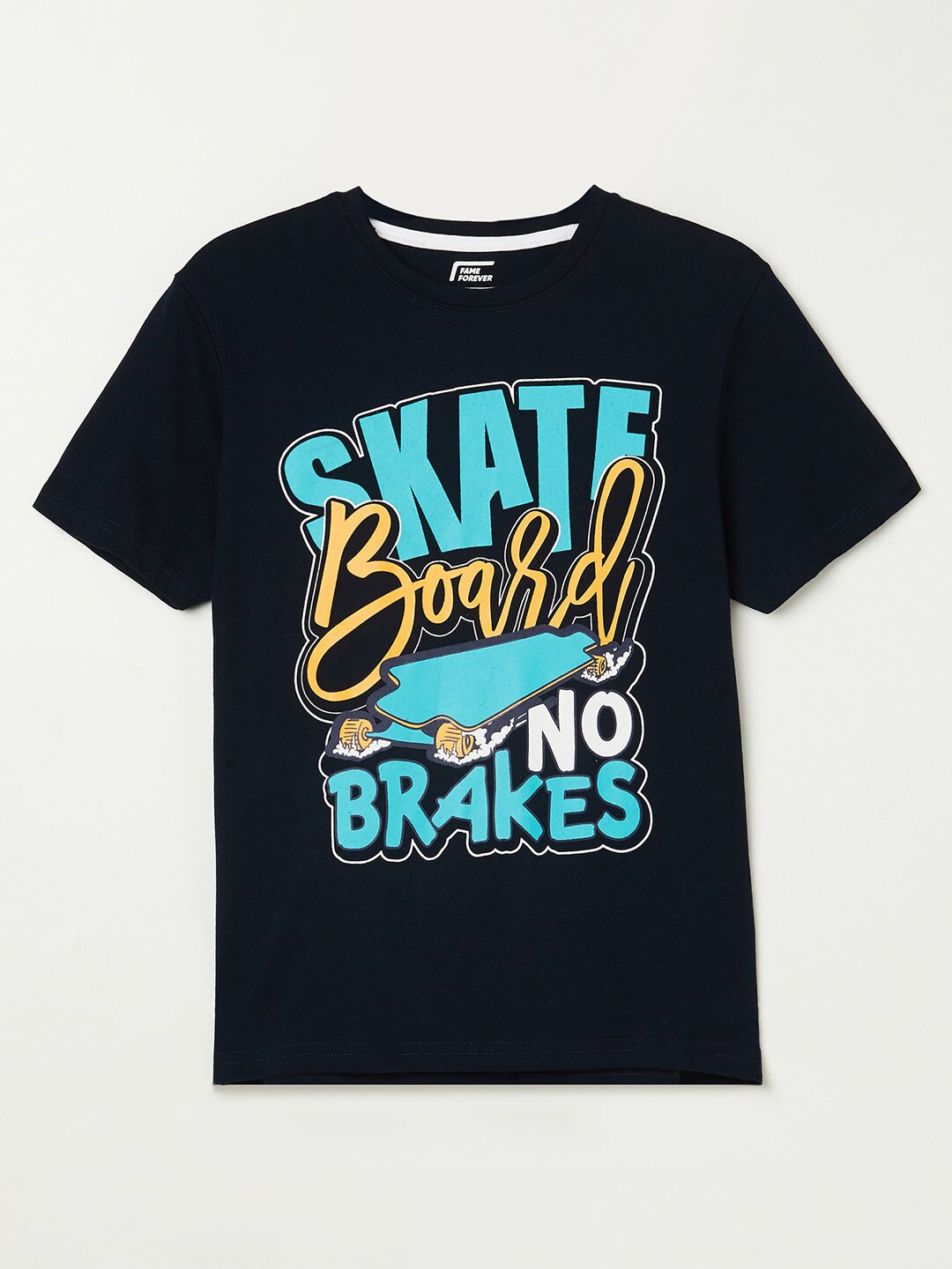 

Fame Forever by Lifestyle Boys Navy Blue Typography Printed Cotton T-shirt