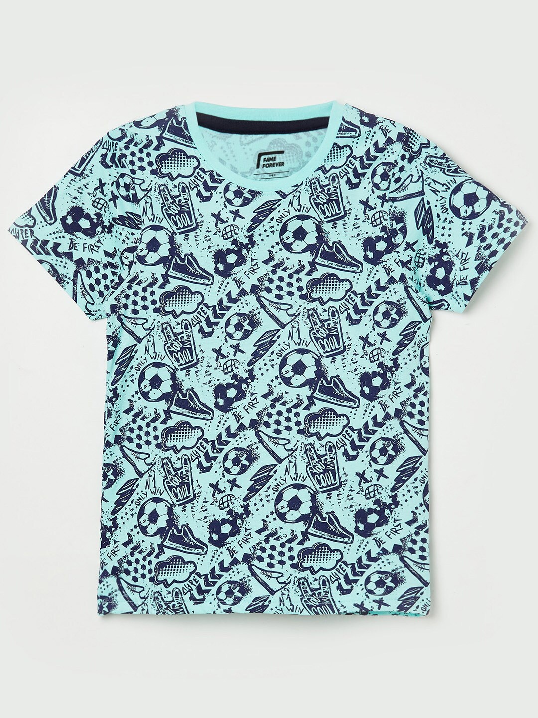 

Fame Forever by Lifestyle Boys Green Floral Printed Cotton T-shirt