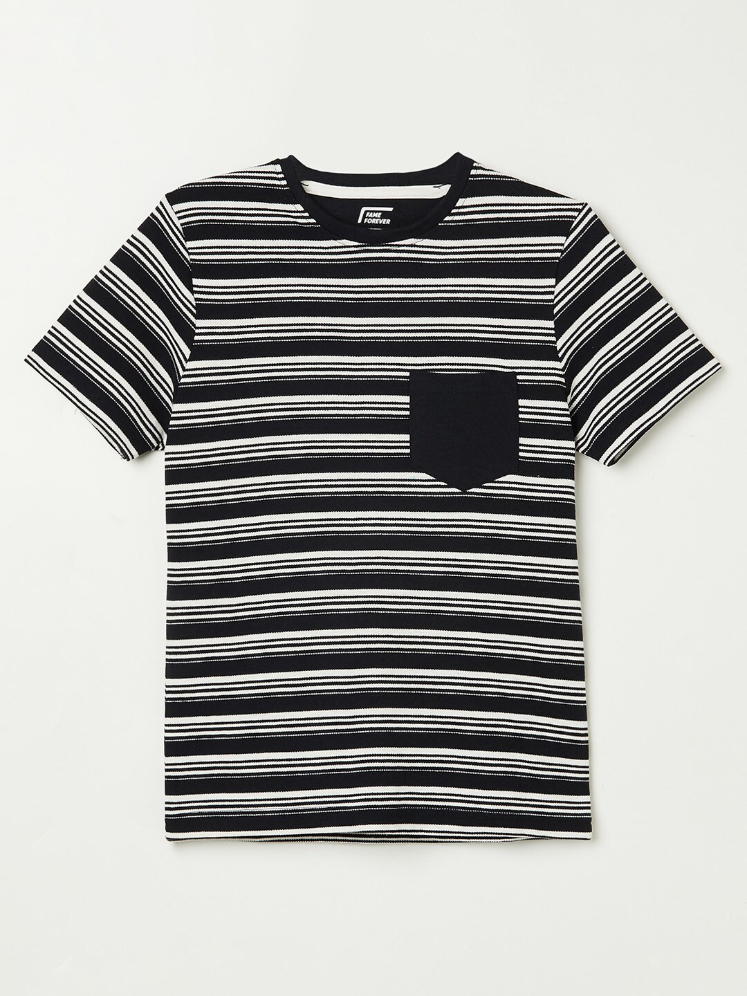 

Fame Forever by Lifestyle Boys Navy Blue & White Striped T-shirt