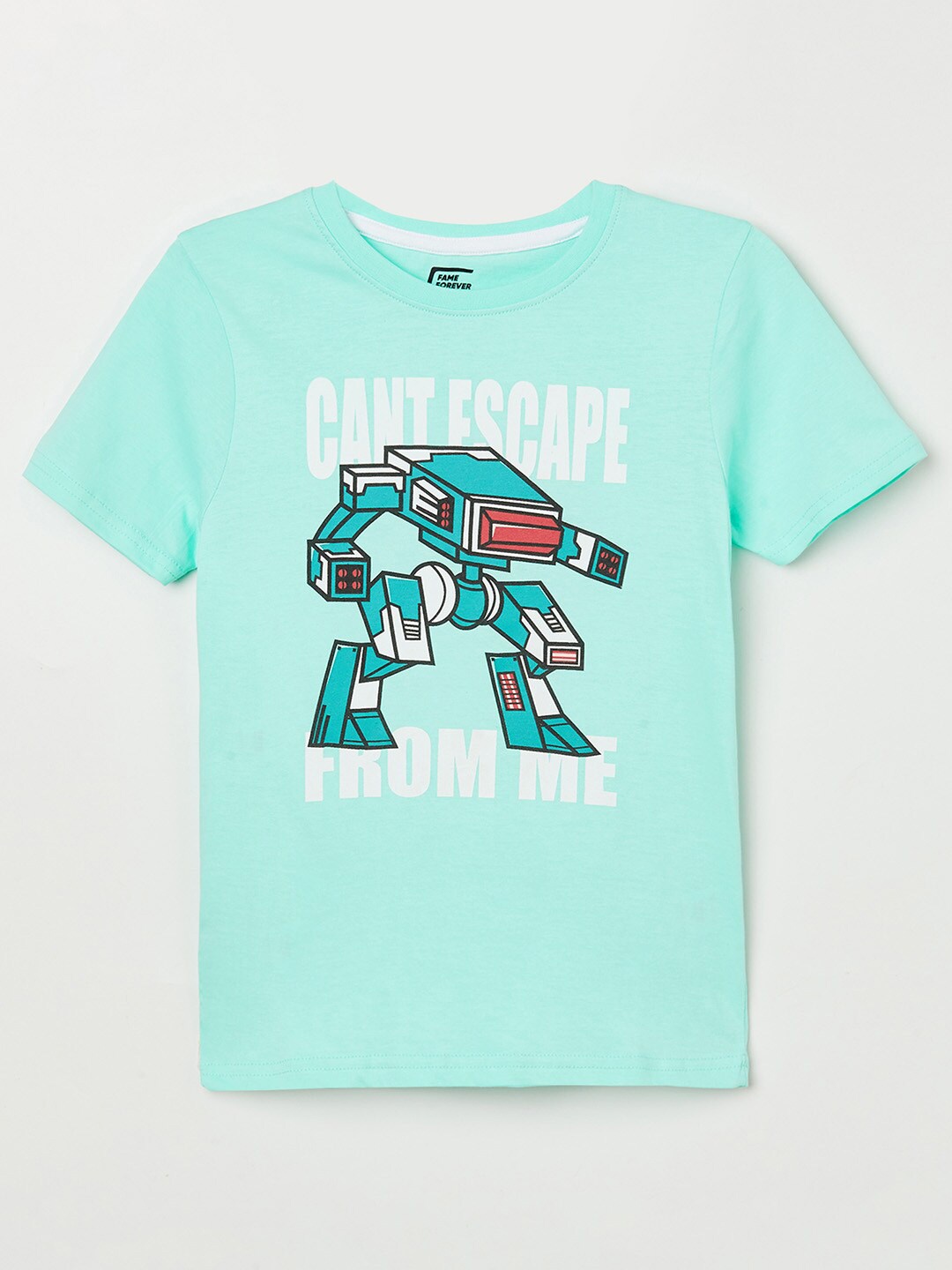

Fame Forever by Lifestyle Boys Green & White Typography Printed T-shirt