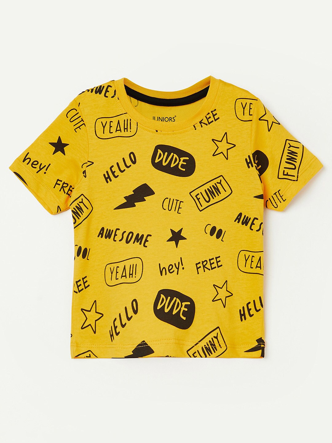 

Juniors by Lifestyle Boys Yellow & Black Printed T-shirt