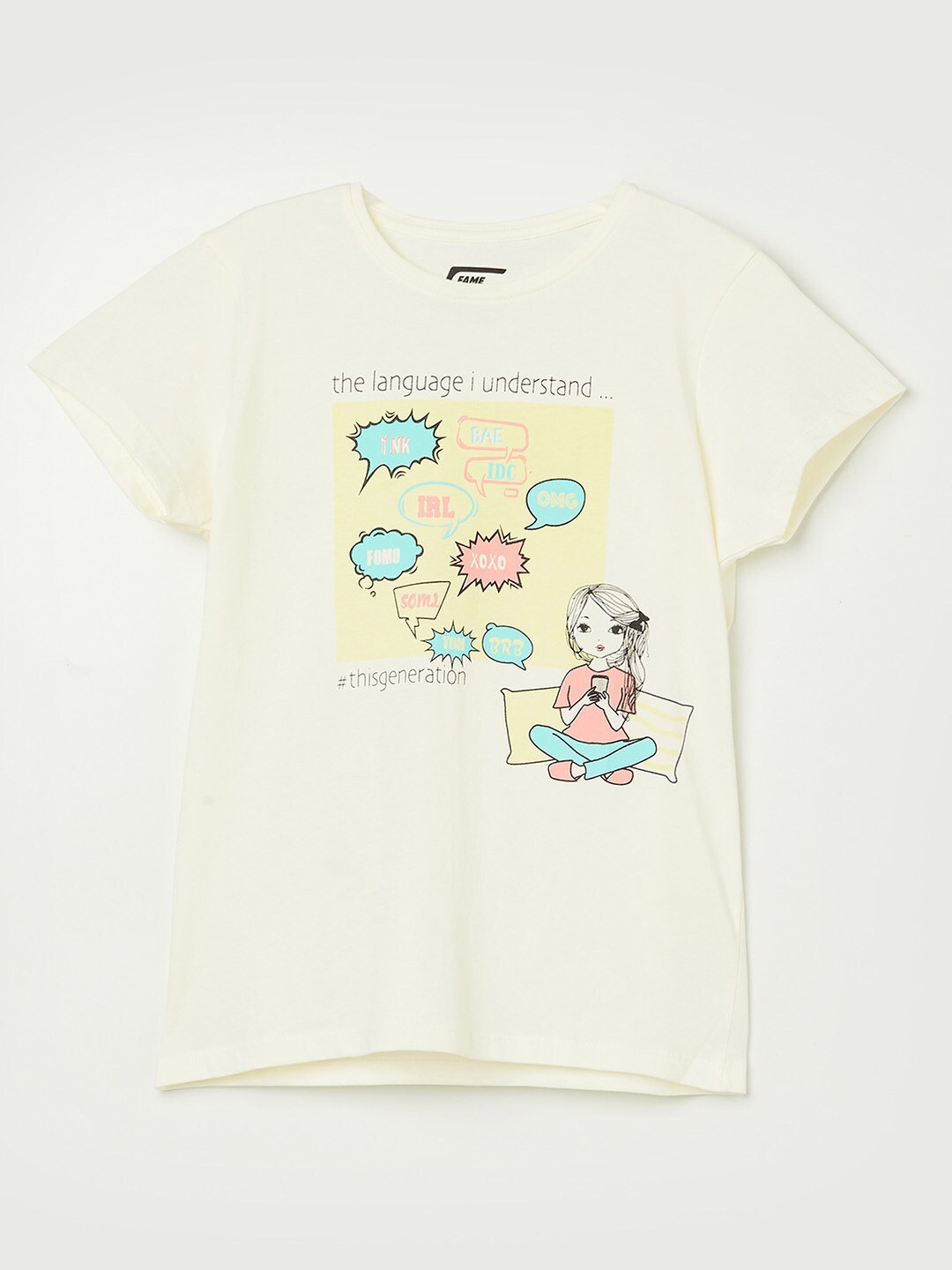 

Fame Forever by Lifestyle Girls White Printed T-shirt