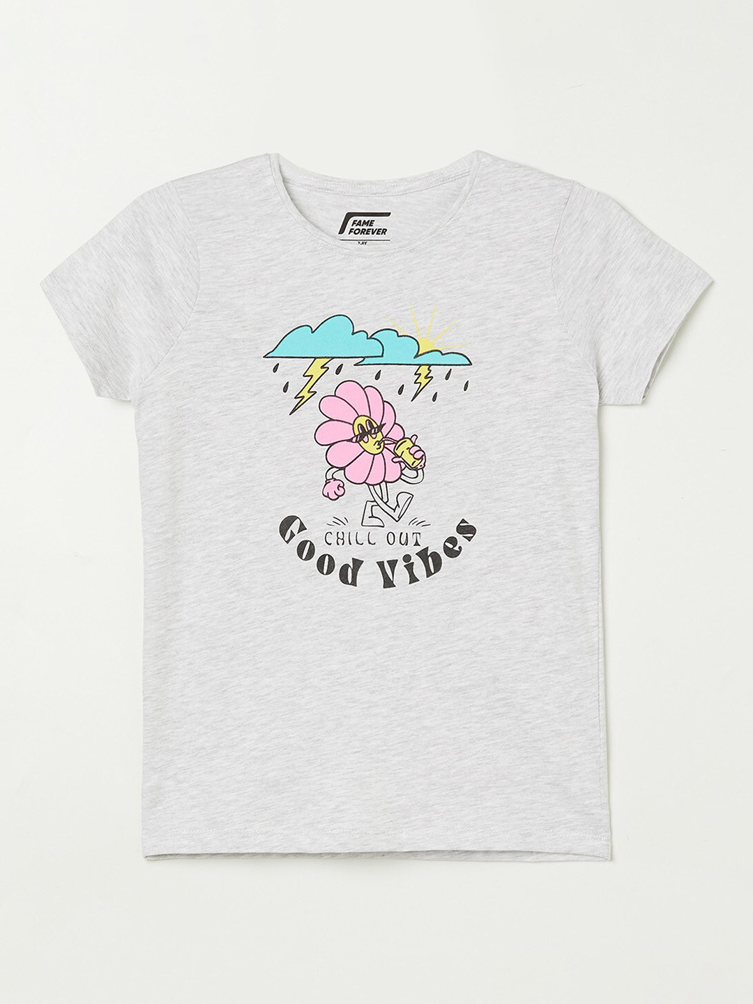 

Fame Forever by Lifestyle Girls White Typography Printed T-shirt