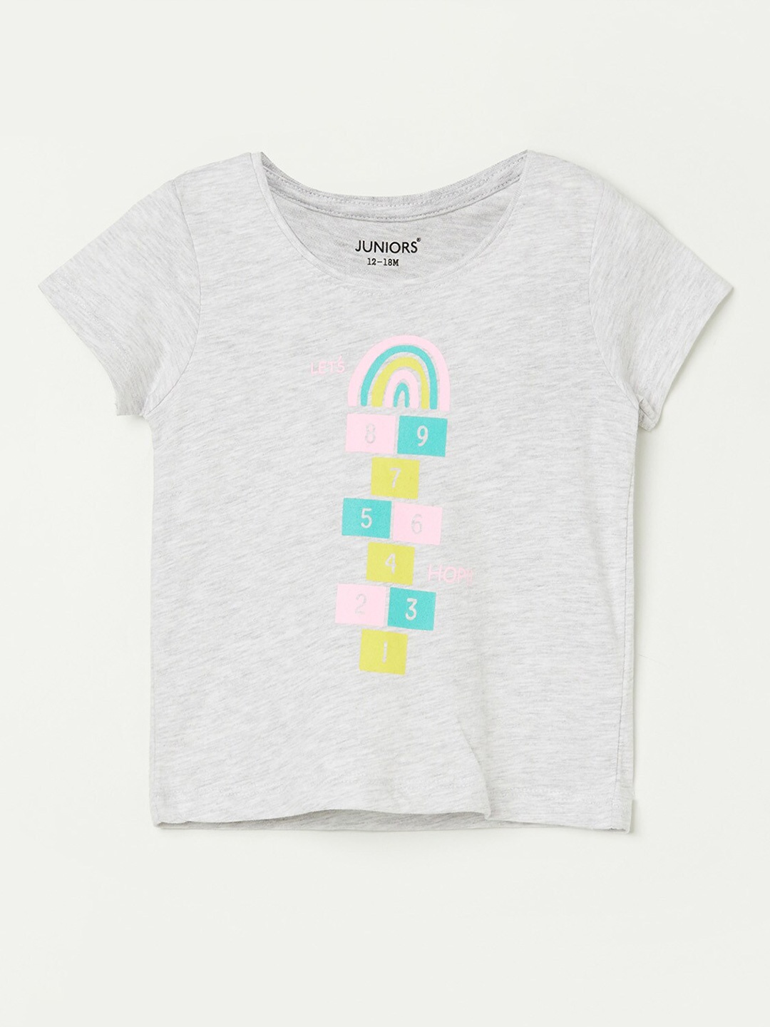 

Juniors by Lifestyle Girls Grey Typography Printed Cotton T-shirt