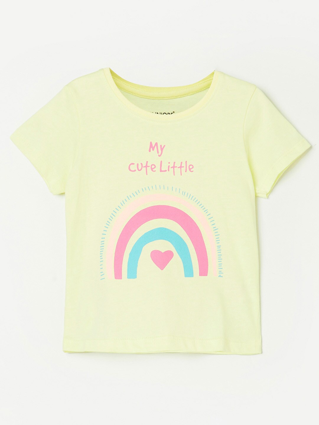

Juniors by Lifestyle Girls Yellow Printed T-shirt