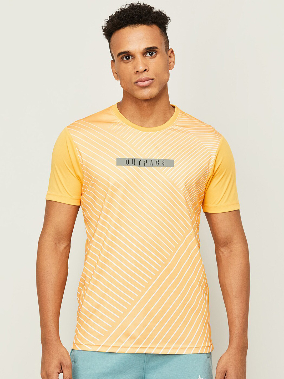 

Fame Forever by Lifestyle Men Yellow & White Striped T-shirt