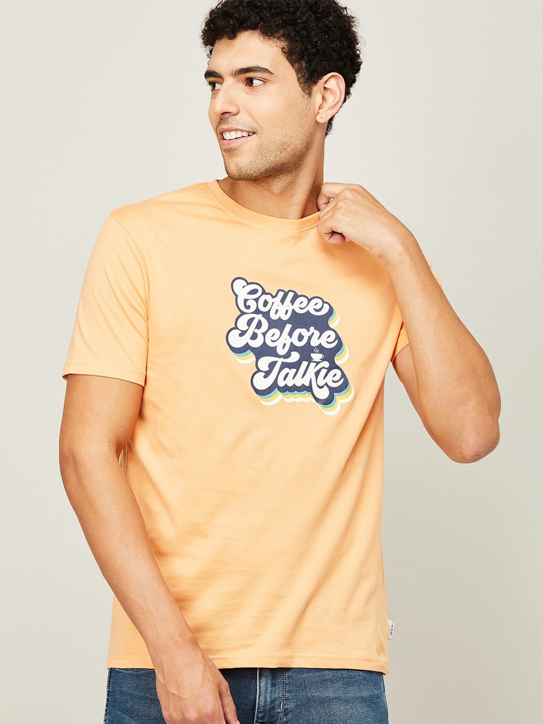 

Fame Forever by Lifestyle Men Yellow Typography Printed Cotton T-shirt