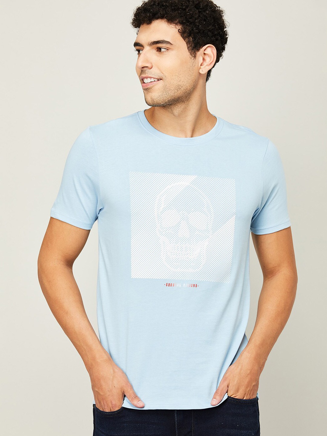 

Forca by Lifestyle Men Blue Printed T-shirt
