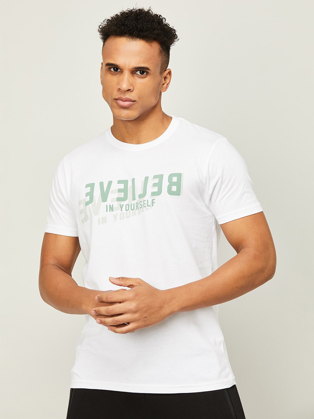 

Kappa Men White Typography Printed Cotton T-shirt
