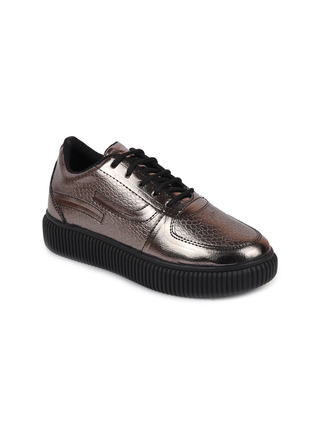 

FAUSTO Women Gunmetal-Toned PU Sneakers, Metallic