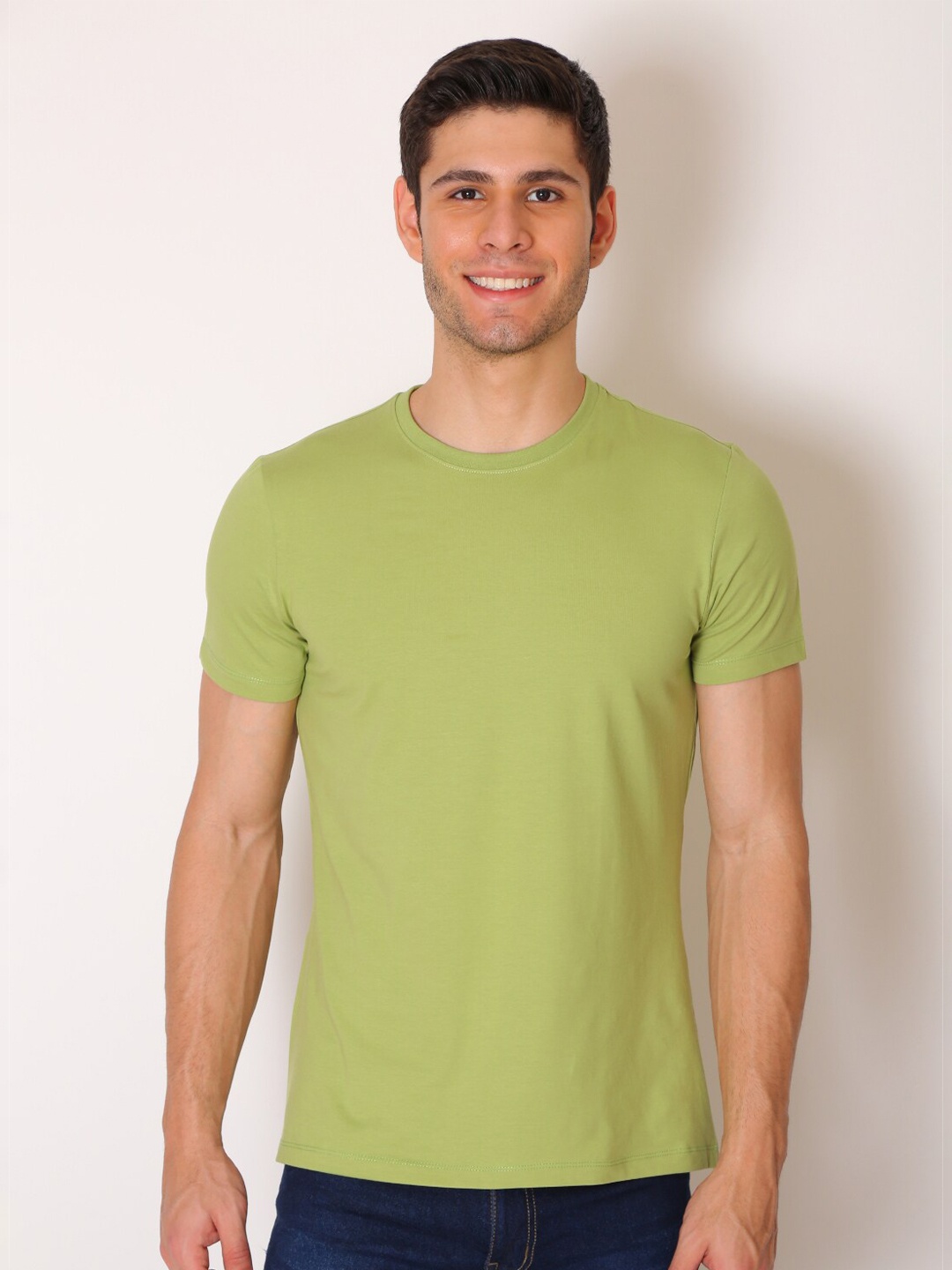 

VINSON Men Olive Green Slim Fit T-shirt