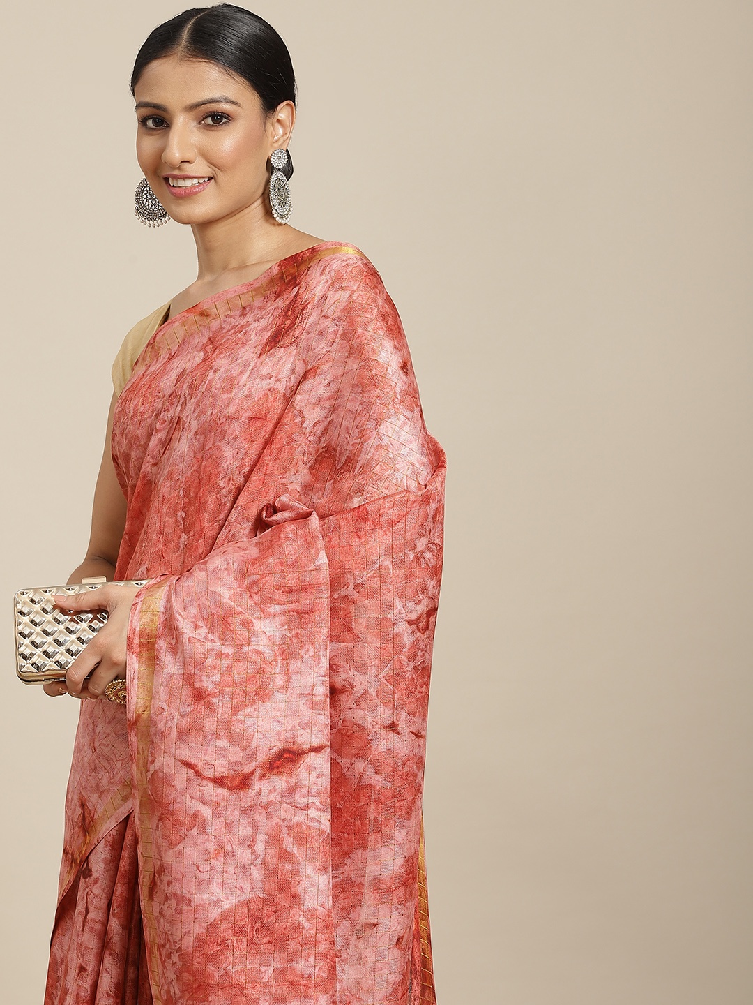 

Havida Sarees Red Tie and Dye Cotton Silk Saree