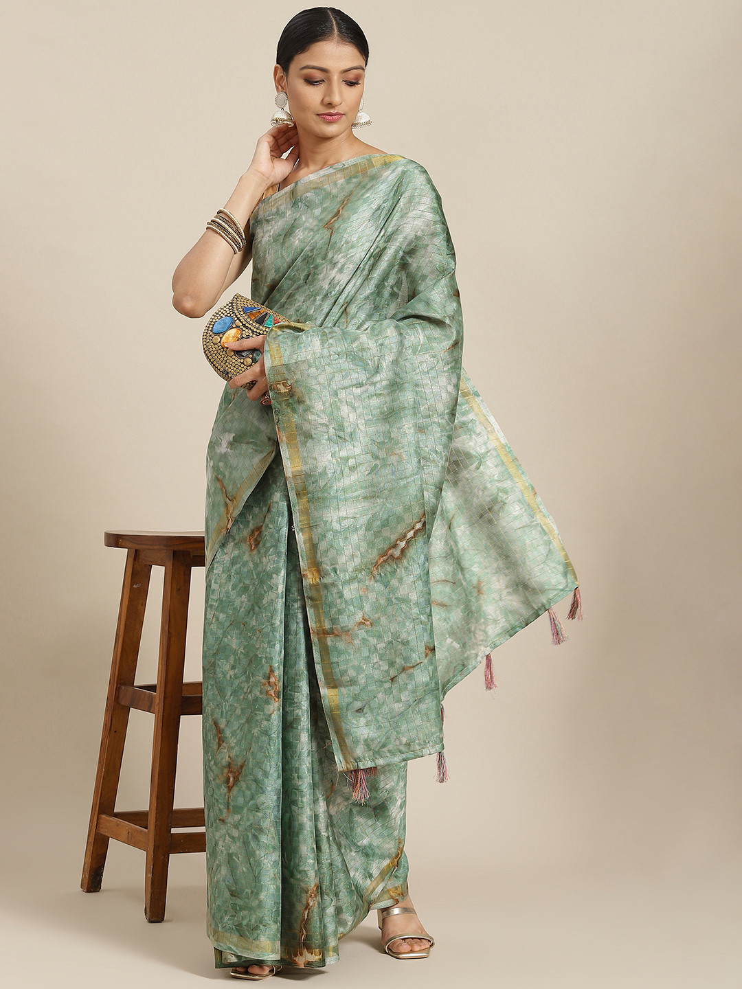 

Havida Sarees Green Tie and Dye Cotton Silk Saree