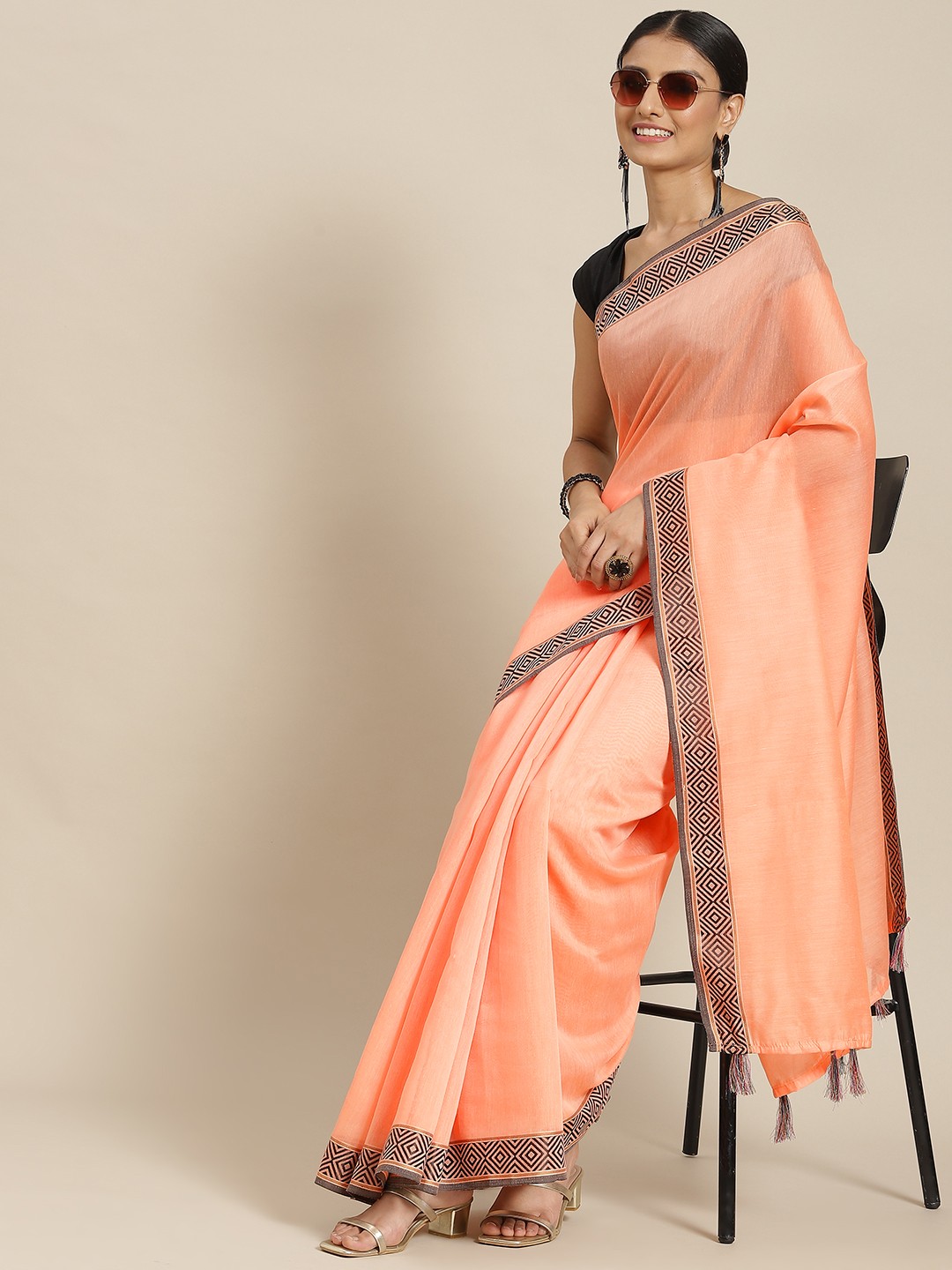 

Havida Sarees Peach-Coloured Pure Cotton Saree