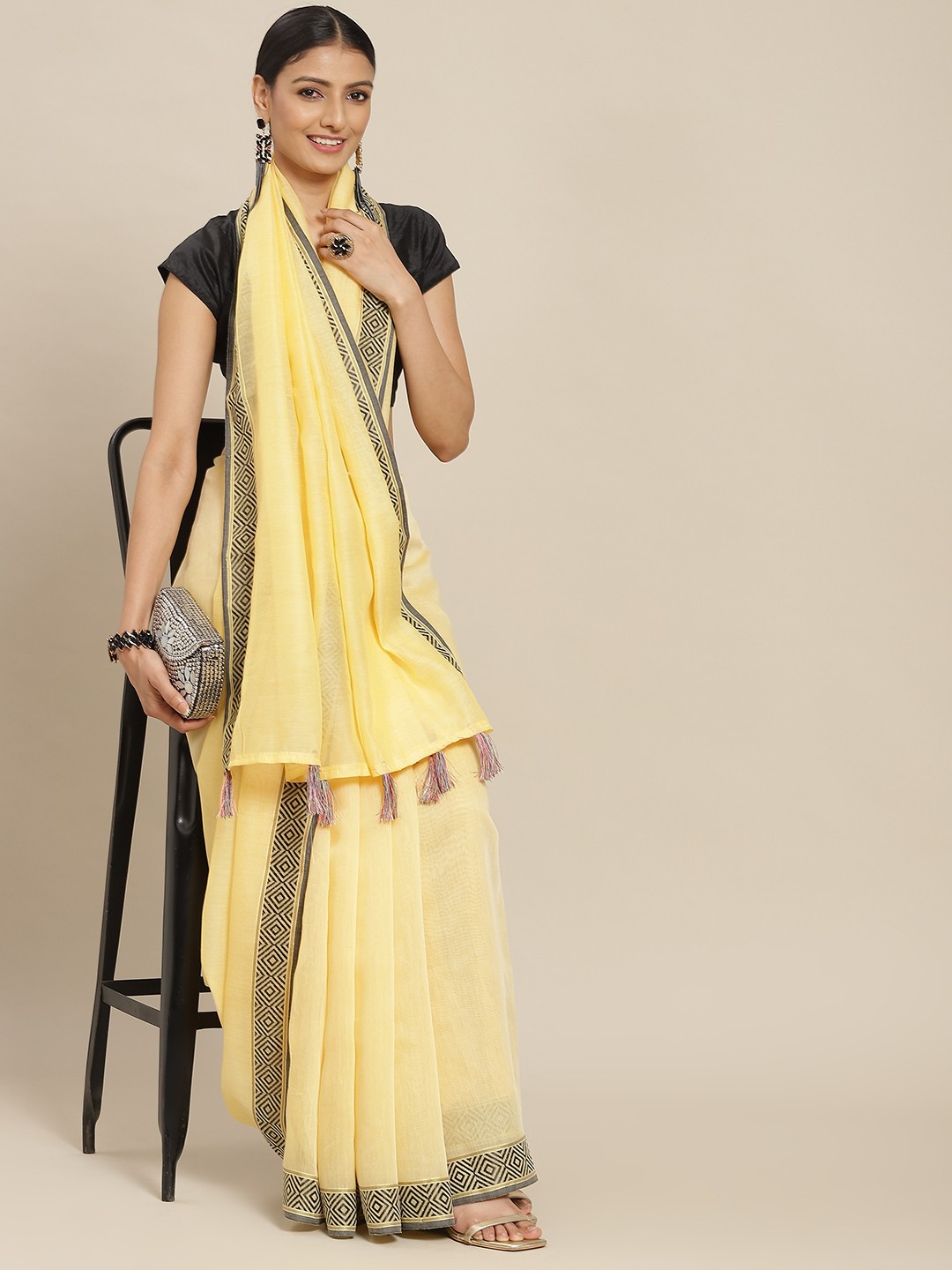 

Havida Sarees Yellow & Black Pure Cotton Saree