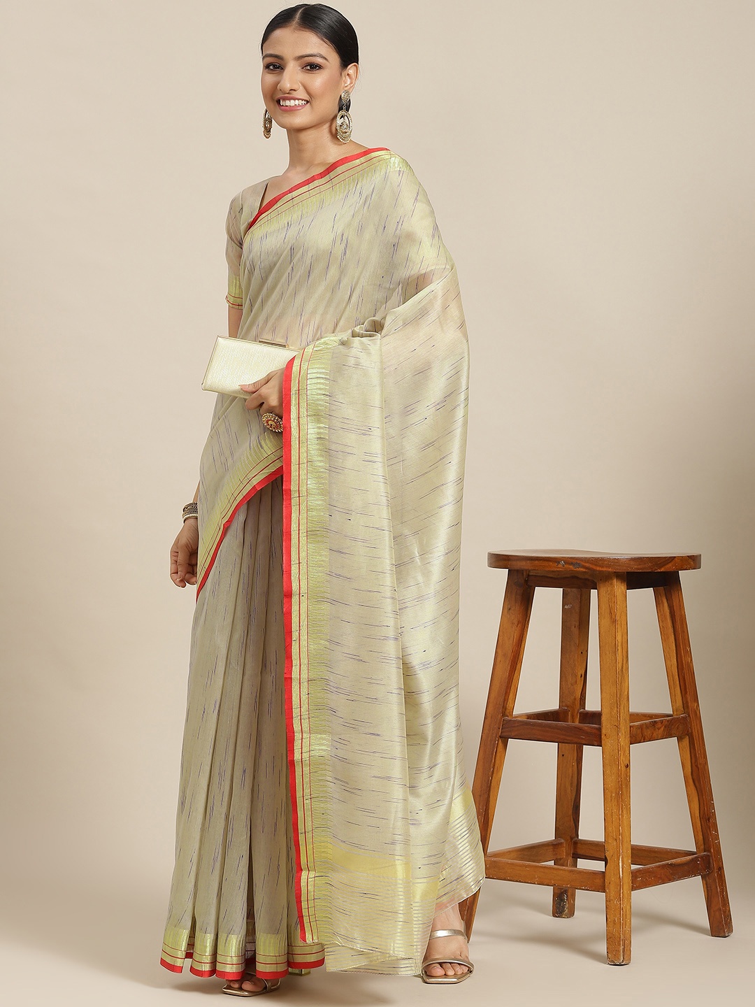 

Havida Sarees Taupe Zari Organza Chettinad Saree