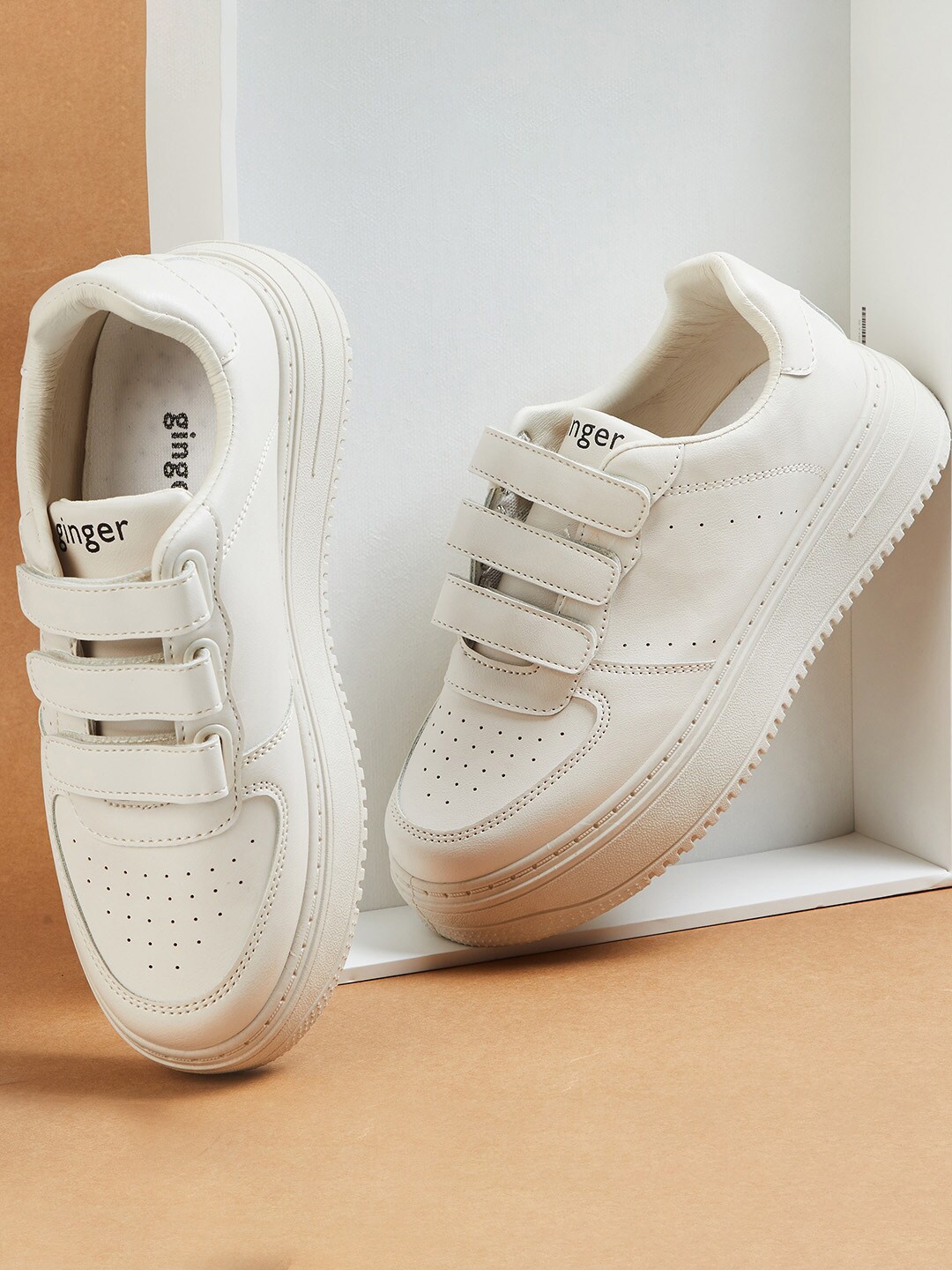 

Ginger by Lifestyle Women Beige Textured Sneakers