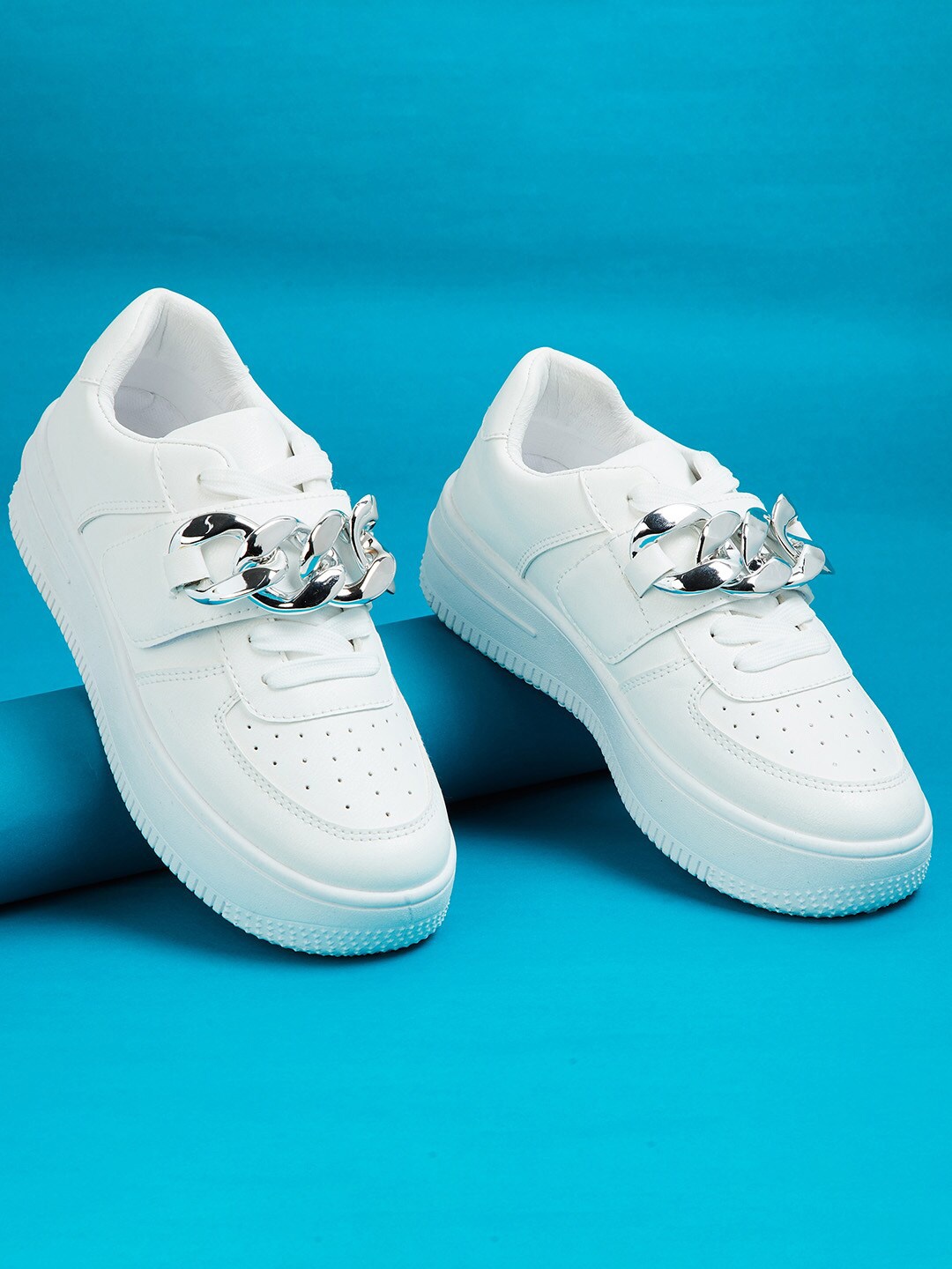 

Ginger by Lifestyle Women White Textured Sneakers