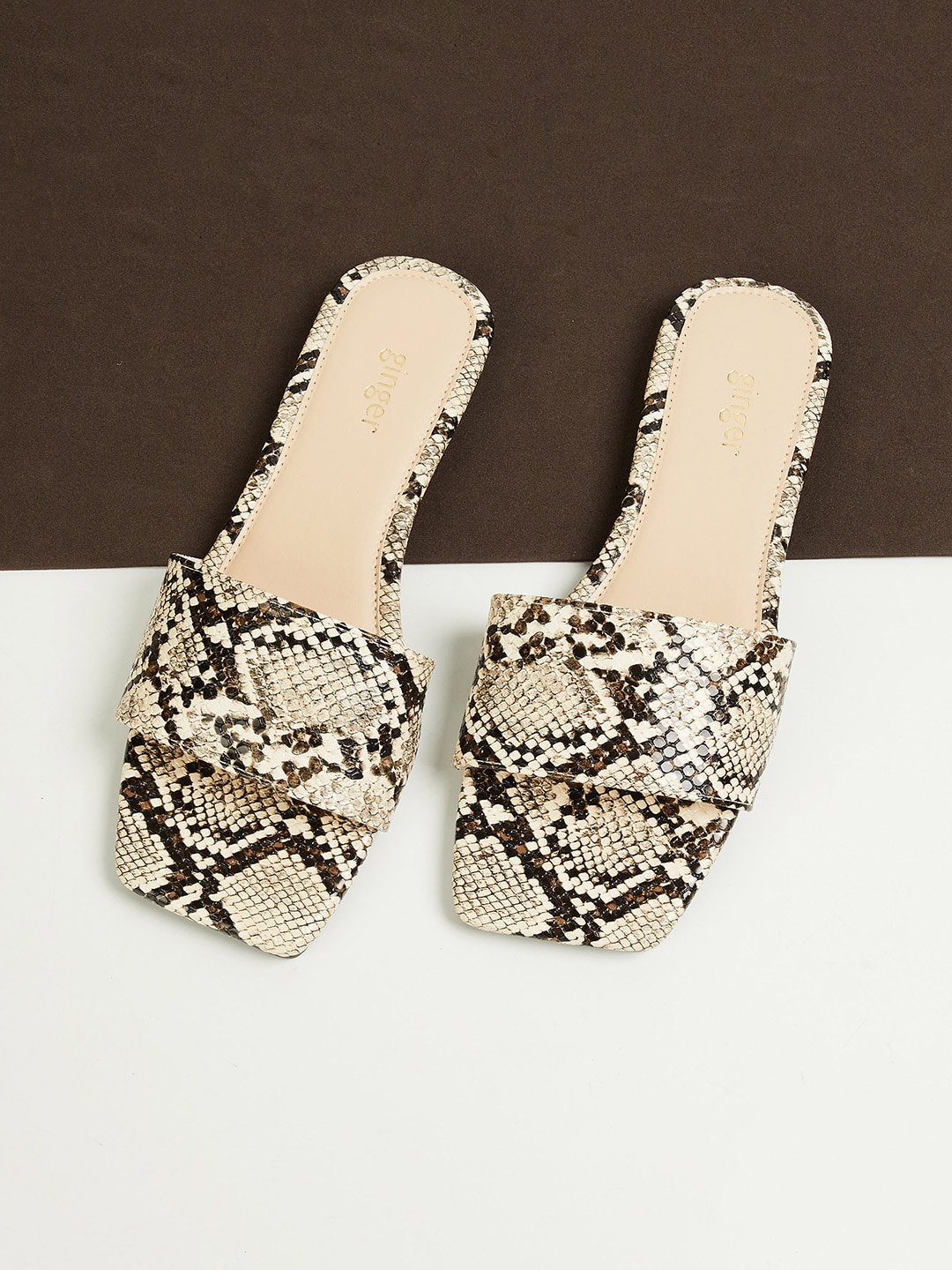 

Ginger by Lifestyle Women Beige Textured Open Toe Flats