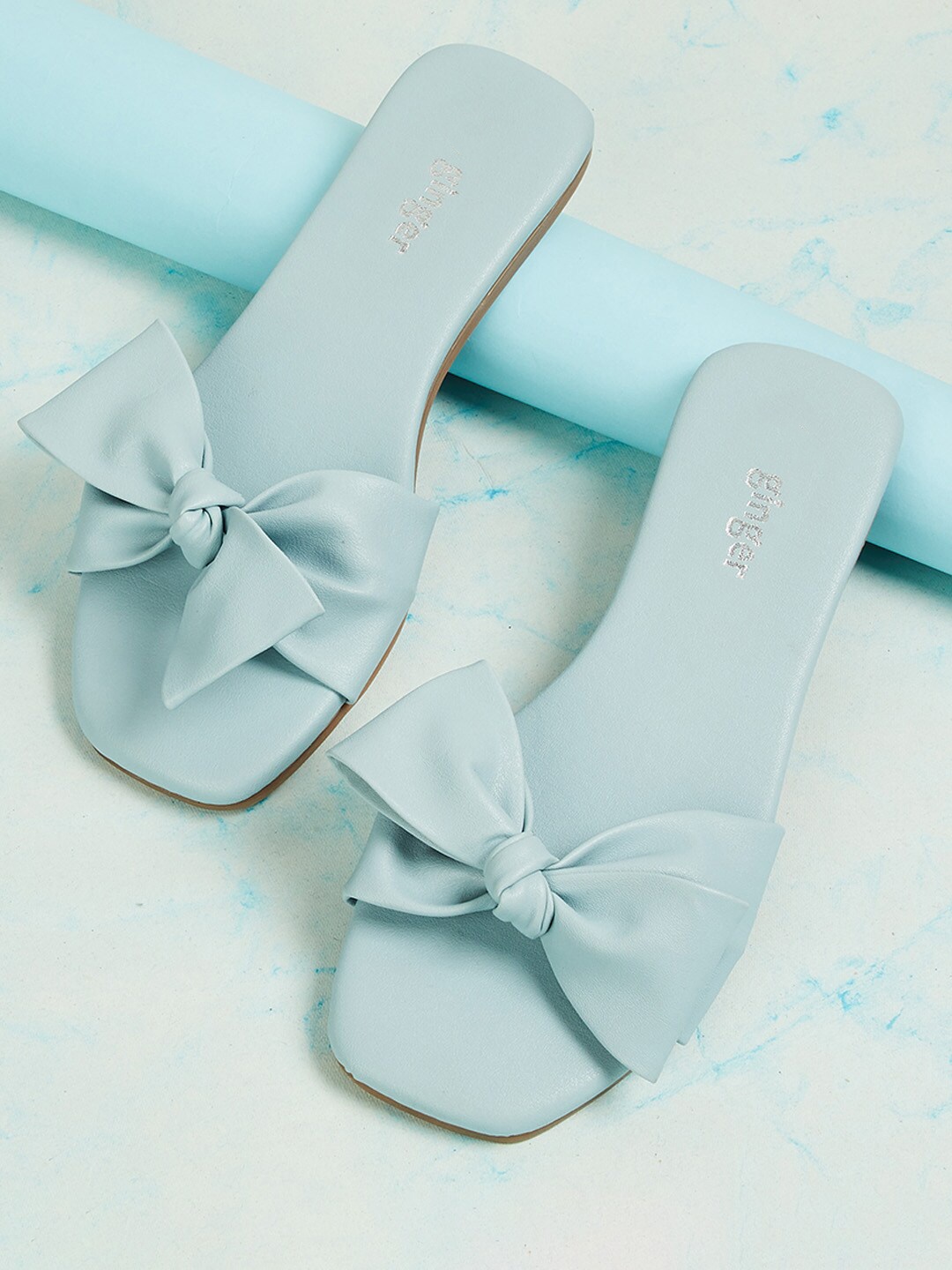 

Ginger by Lifestyle Women Blue Mules with Bows Flats