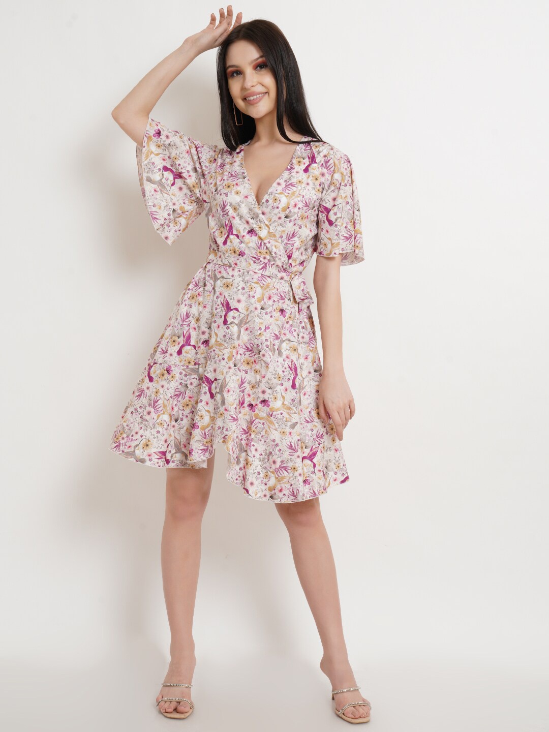 

DODO & MOA Women Multicoloured Floral Crepe Dress, Multi