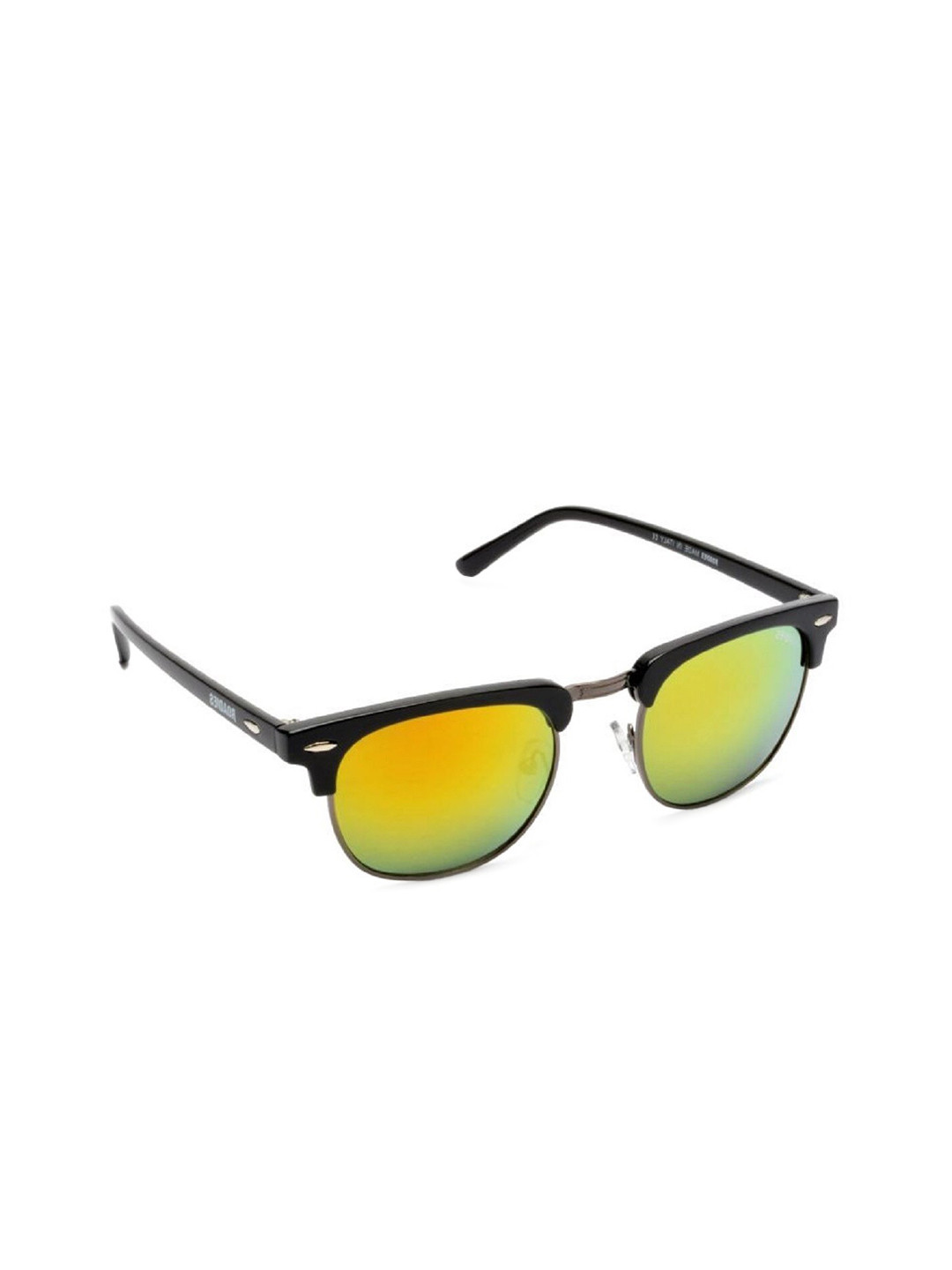 

MTV Unisex Gold Lens & Black Browline Sunglasses with UV Protected Lens, Yellow