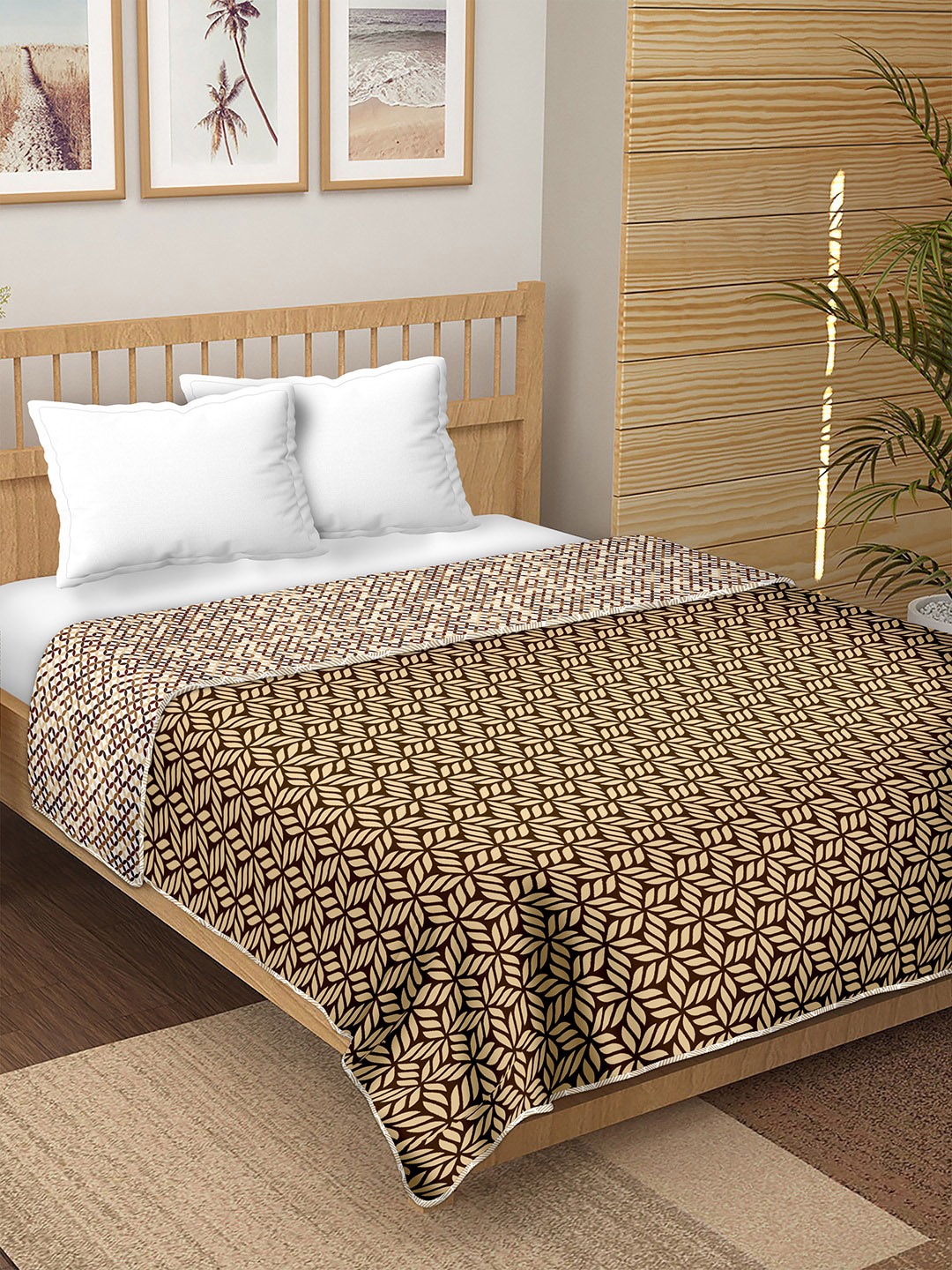 

BELLA CASA Brown & White Summer Double Bed Dohar