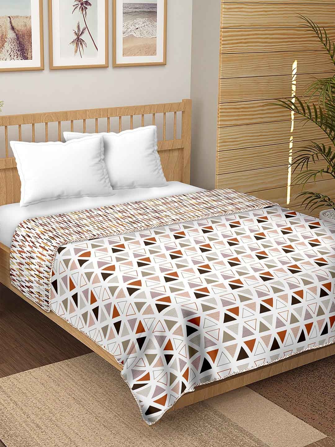 

BELLA CASA White & Grey Reversible Cotton Summer Double Bed Dohar