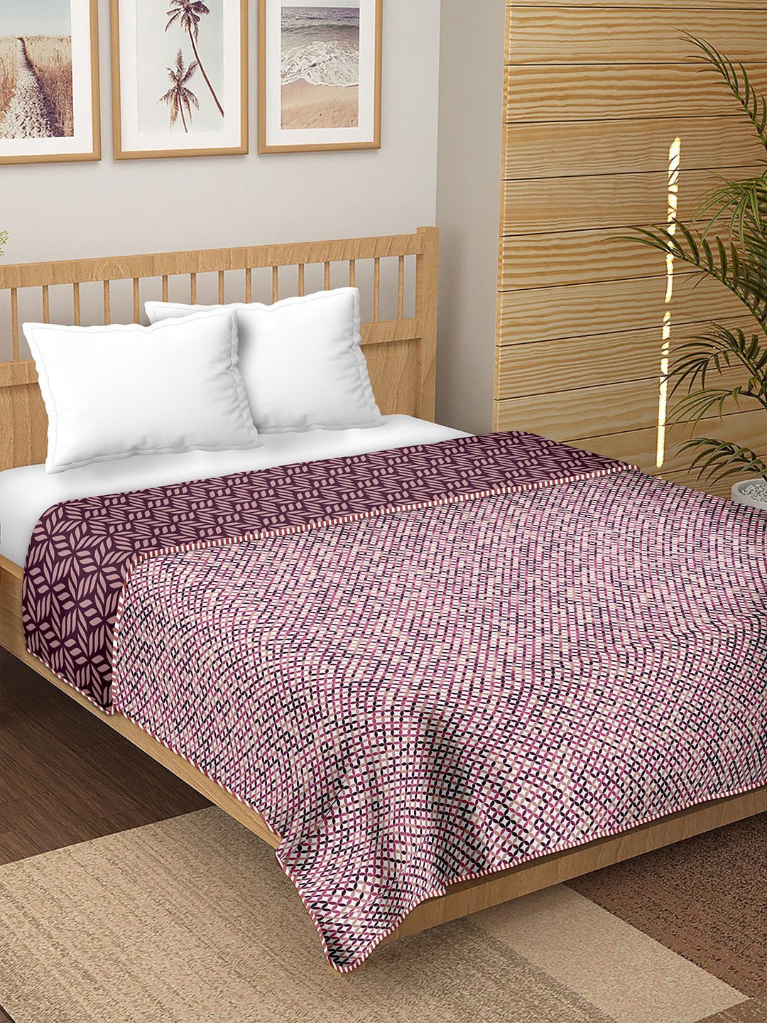 

BELLA CASA Pink & White Summer Double Bed Dohar