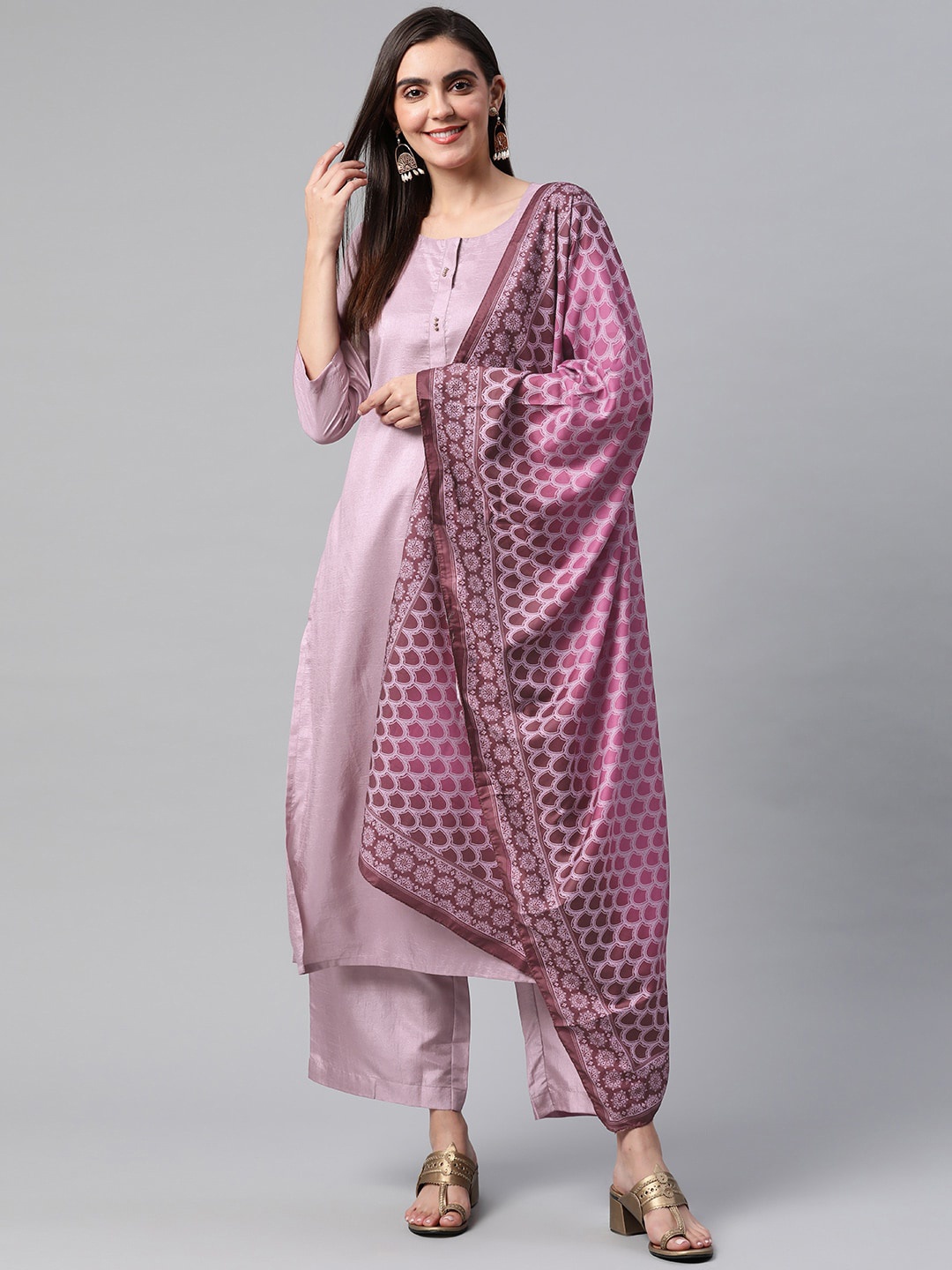 

Somras Women Maroon Ethnic Motifs Kurta with Trousers & With Dupatta Set