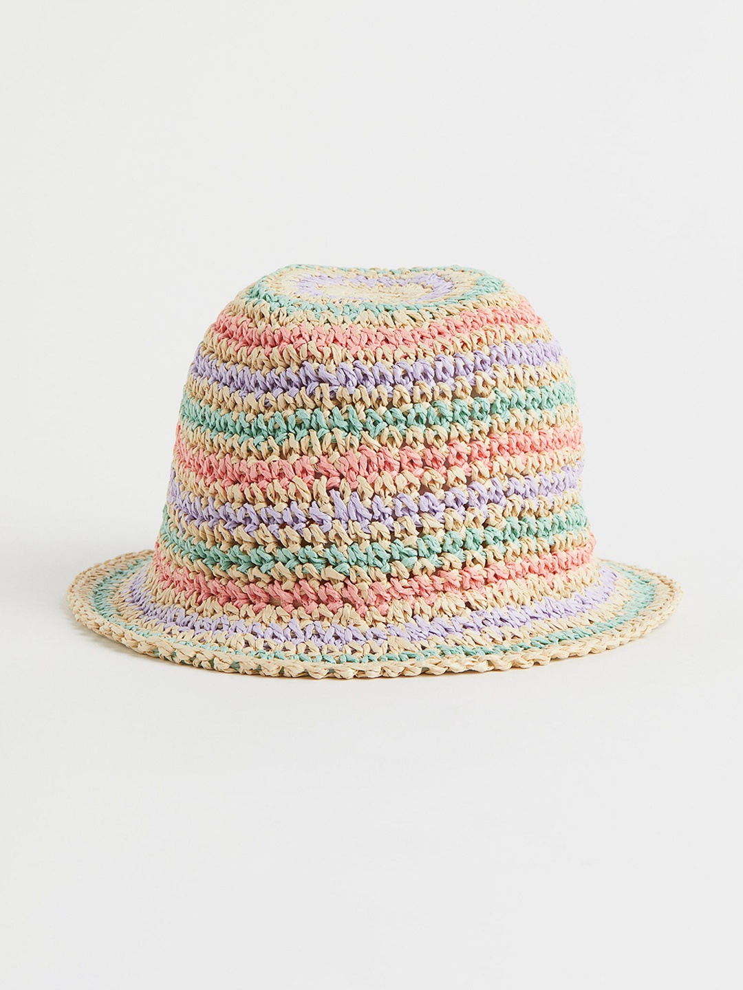 H&M Girls Beige & Pink Solid Straw Hat
