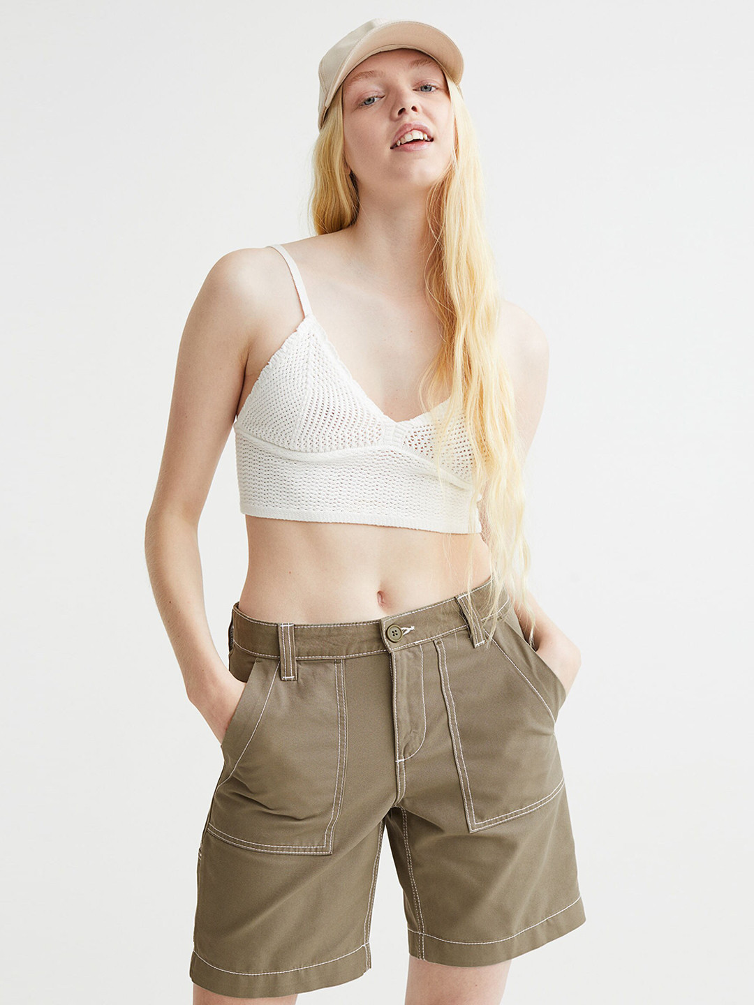 

H&M Green Low Waist Cargo Shorts