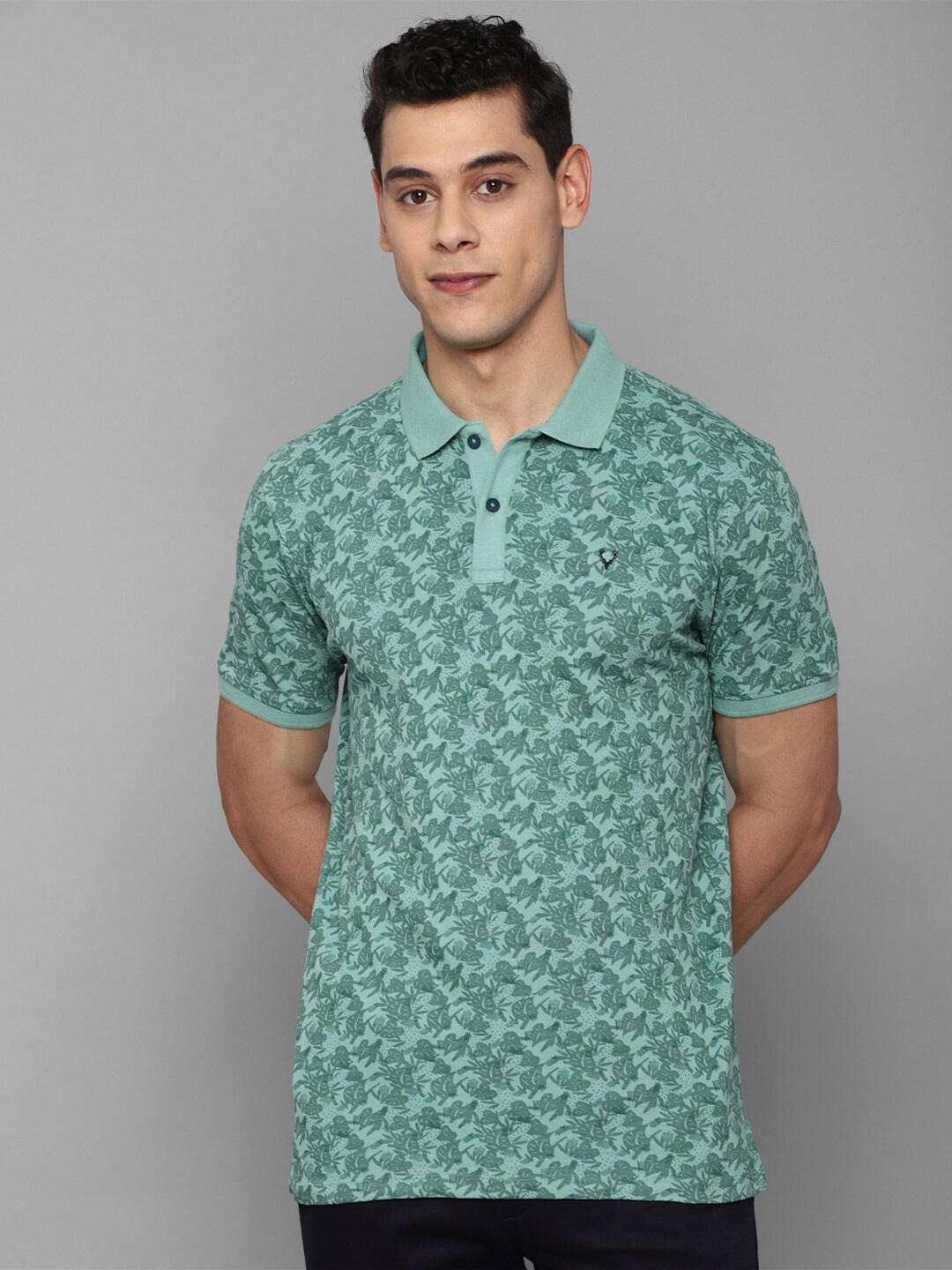 

Allen Solly Sport Men Green Floral Printed Polo Collar Tropical T-shirt