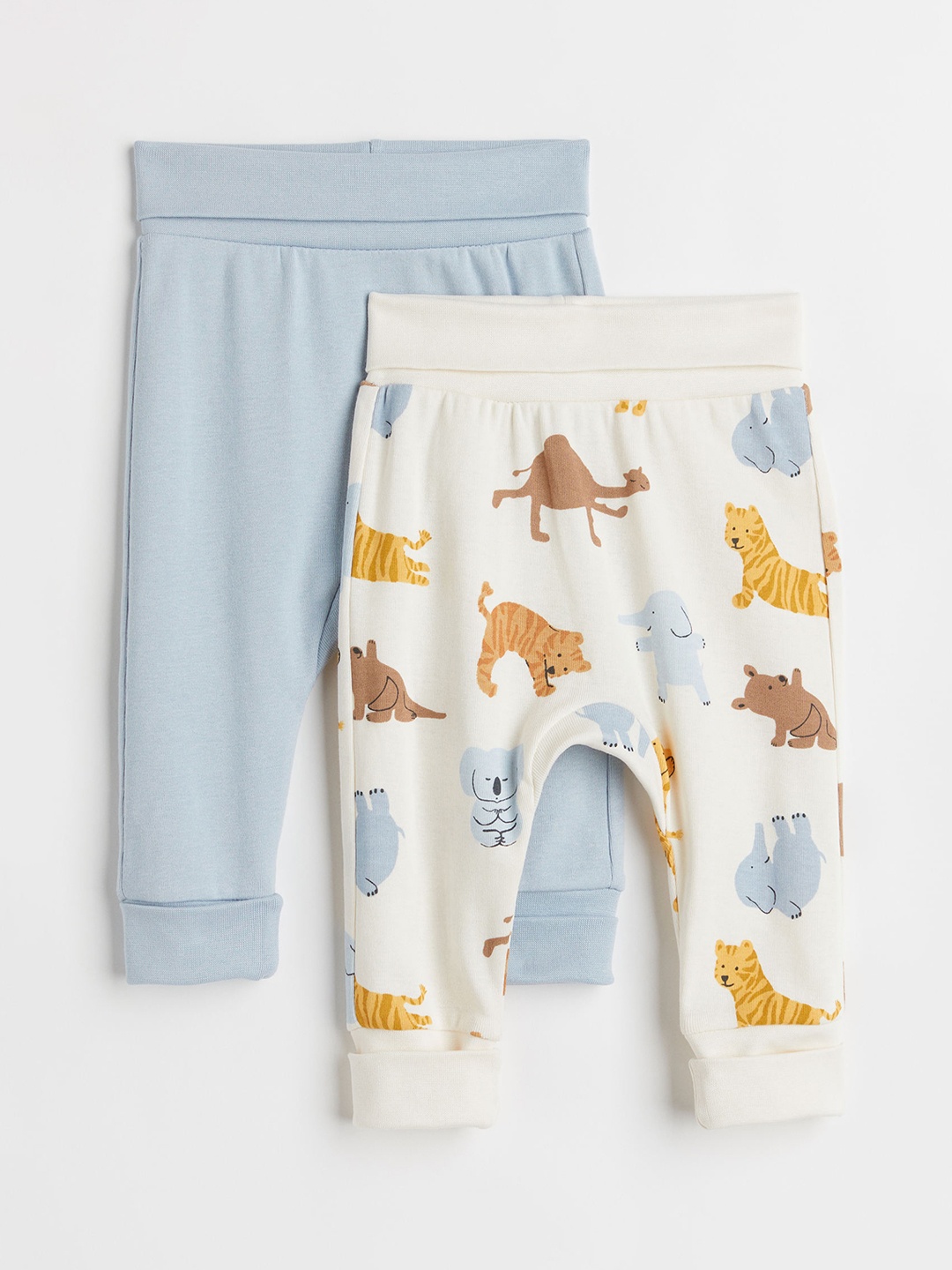 

H&M Boys Blue & Beige 2-Pack Foldover-Cuff Trousers