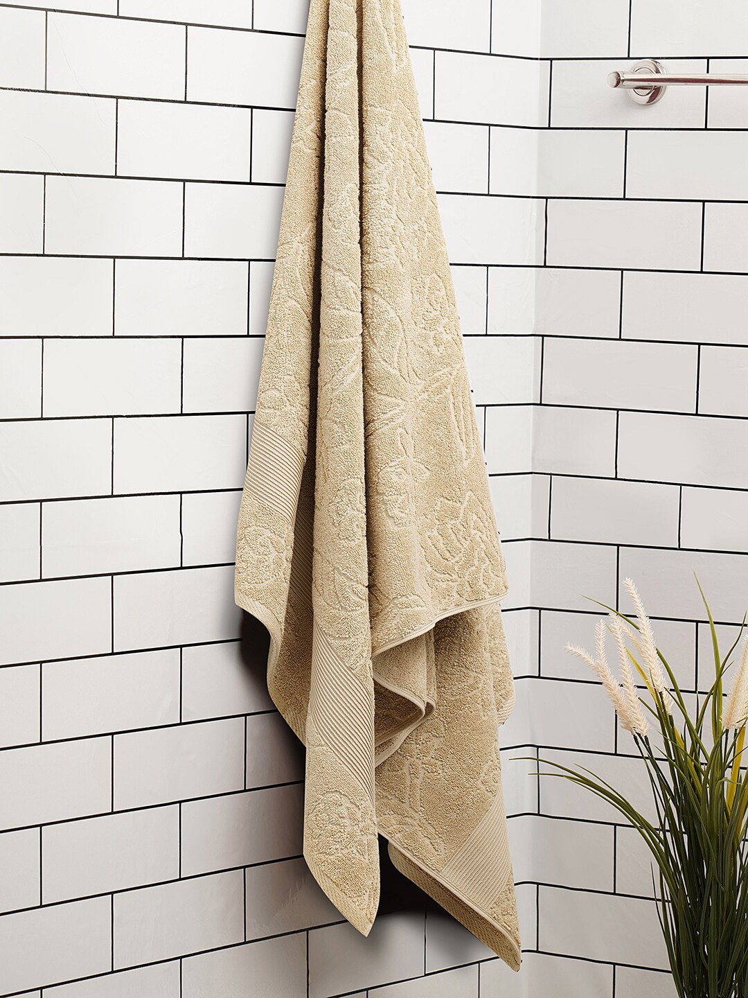 

SPACES Unisex Beige Pure Cotton Bath Towel