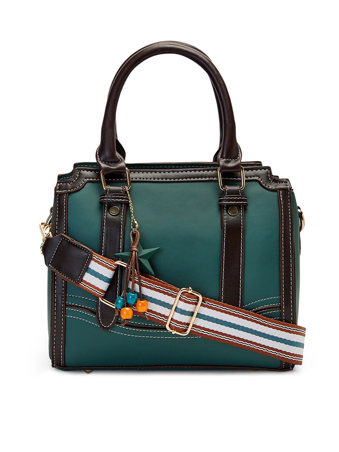 

VISMIINTREND Green PU Structured Handheld Bag