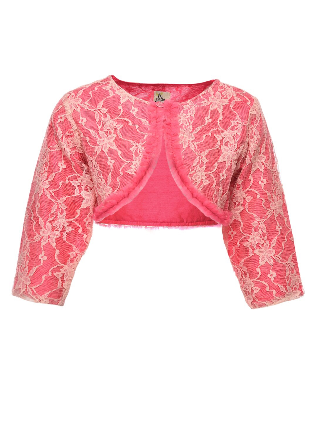 

A Little Fable Girls Peach-Coloured Crop Shrug