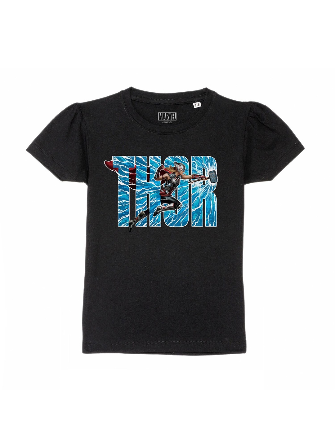 

Marvel by Wear Your Mind Girls Black Printed Cotton Round Neck T-shirt