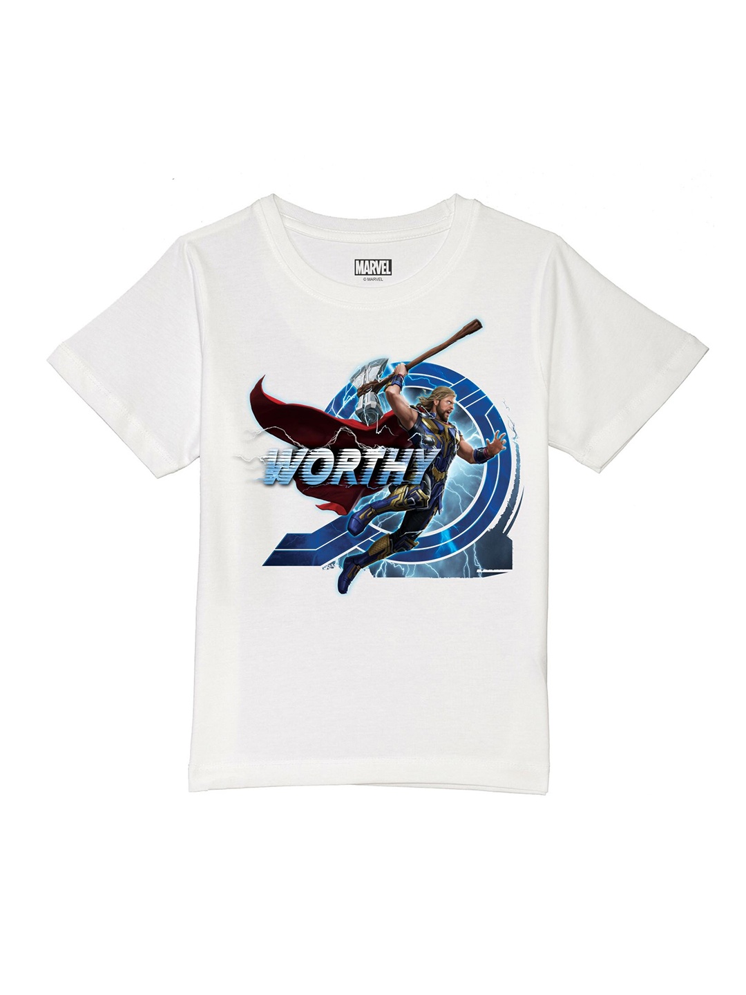 Marvel by Wear Your Mind Boys White Printed Round Neck T-shirt