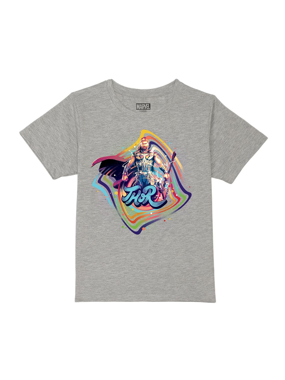 

Marvel by Wear Your Mind Boys Grey Melange Thor Graphic Printed T-shirt